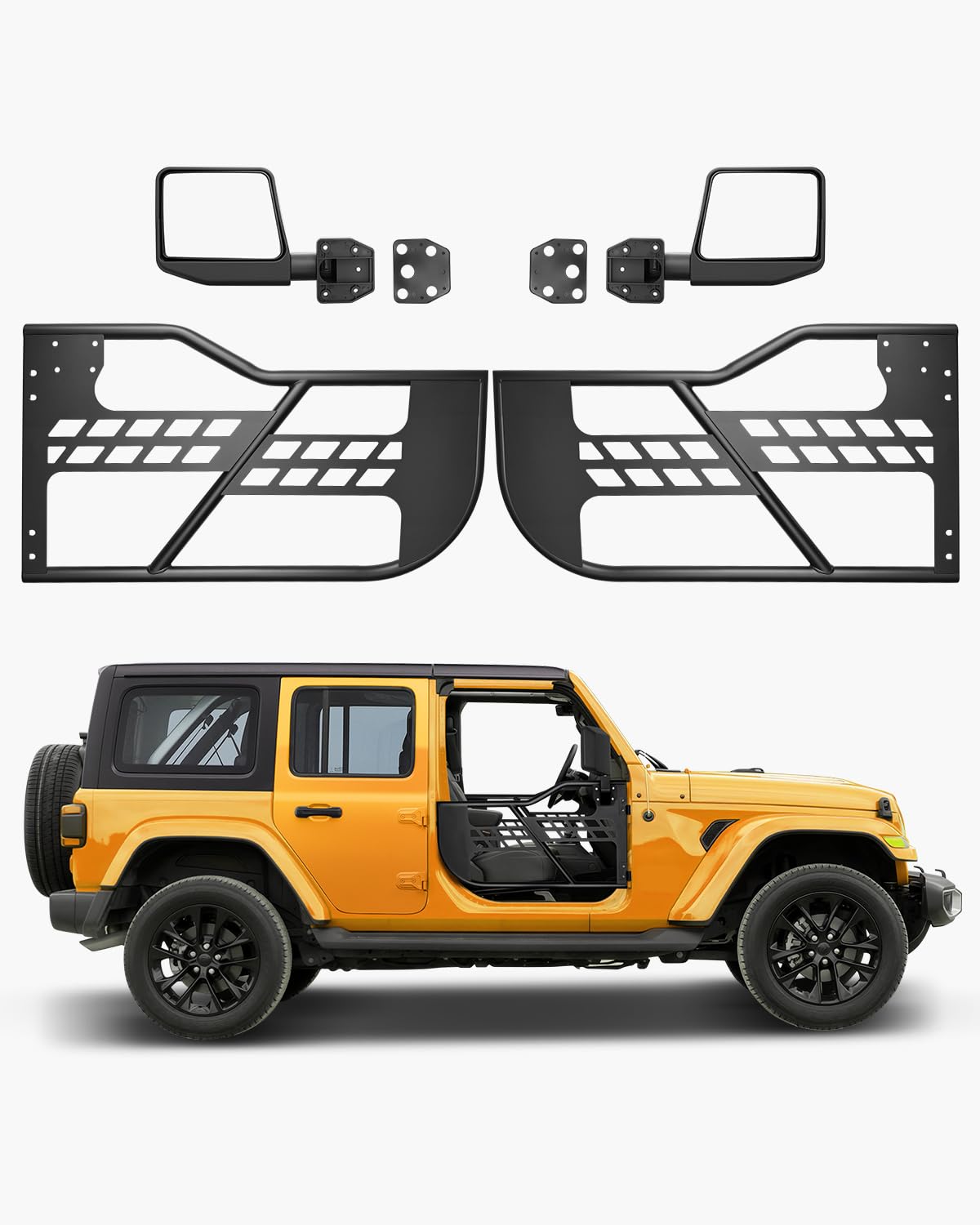 VEVOR Jeep Tube Doors, 2-Door, Hunting Style Jeep Tubular Door with Heavy-Duty Hinges & OE Latch, Jeep Doors with Rear View Mirr