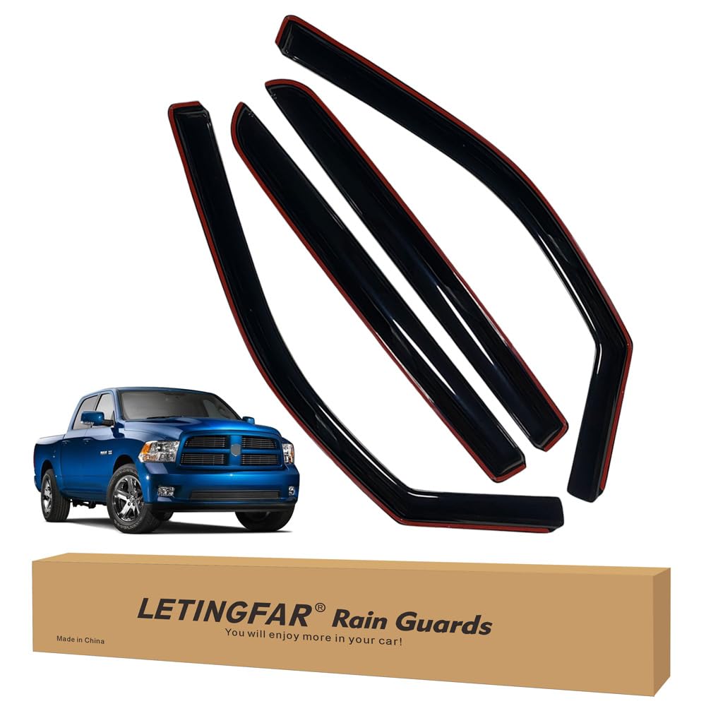 in-Channel Rain Guards for Dodge RAM 1500 2019 2020 2021 Crew Cab, Side Window Deflectors, Window Visors for Dodge RAM 1500,for 