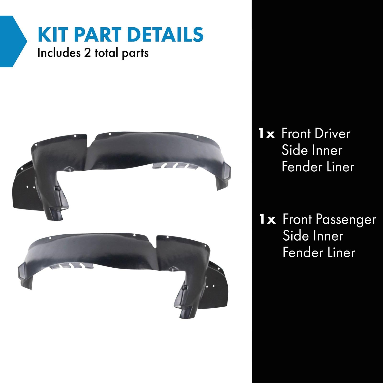 Trq Front Inner Fender Liner Set Compatible With 2002-2007 Buick Rendezvous Gm1250106 Gm1251106