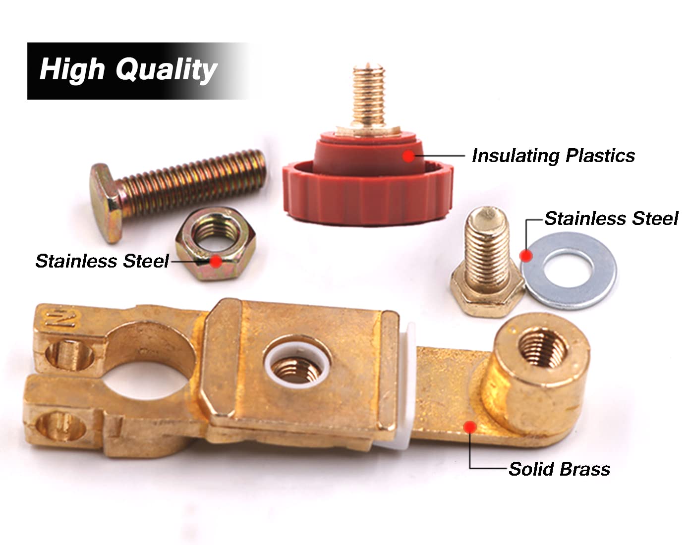 Top Post Battery Disconnect Switch - Quick Disconnect Battery Cut Off Switch For Car Truck Marine Rv And Electrical Equipment - 12V/125A - Red