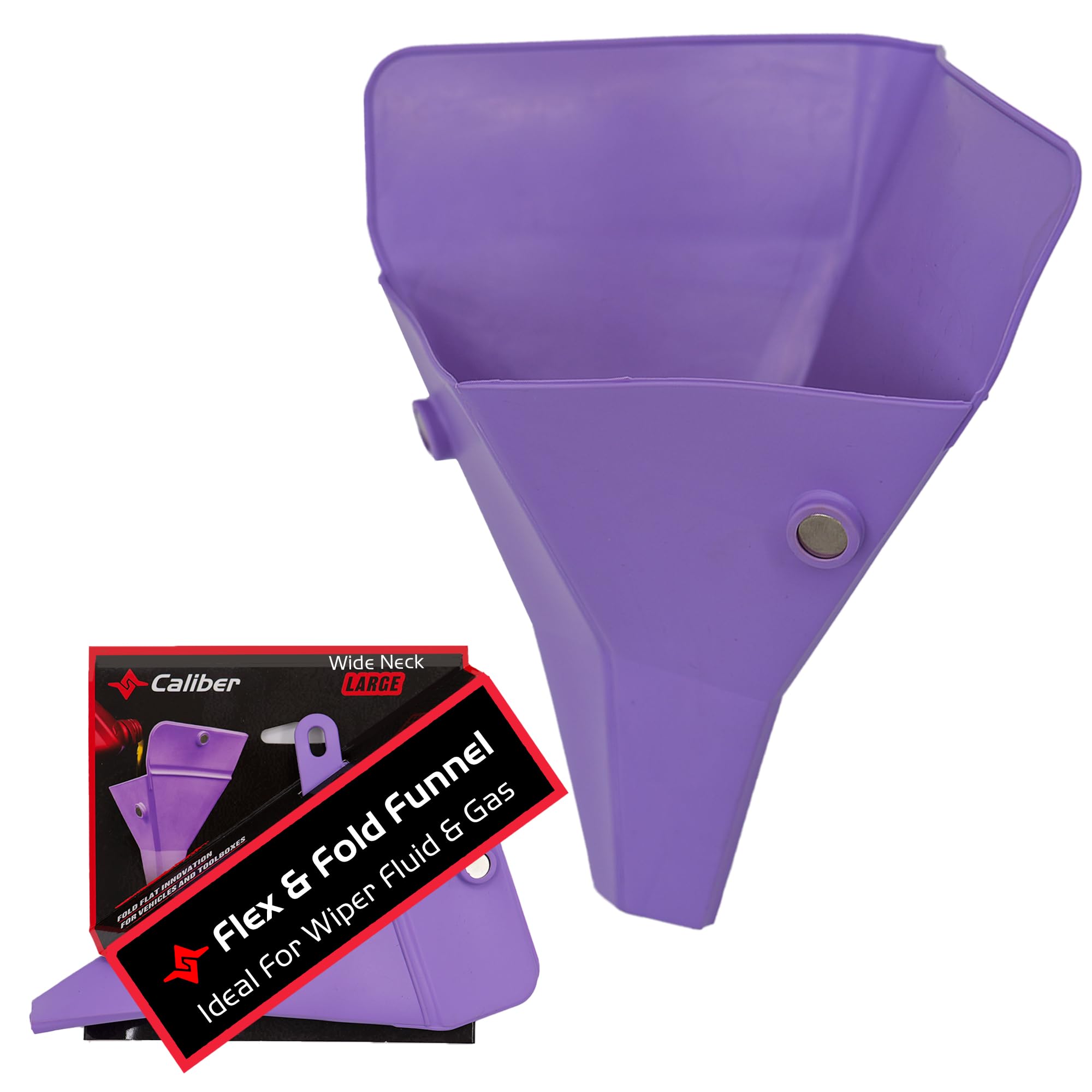 Caliber Flex & Fold, Flexible Funnel for Automotive Use, Wide Neck Funnel for High Volume Fluid Transfers, Purple