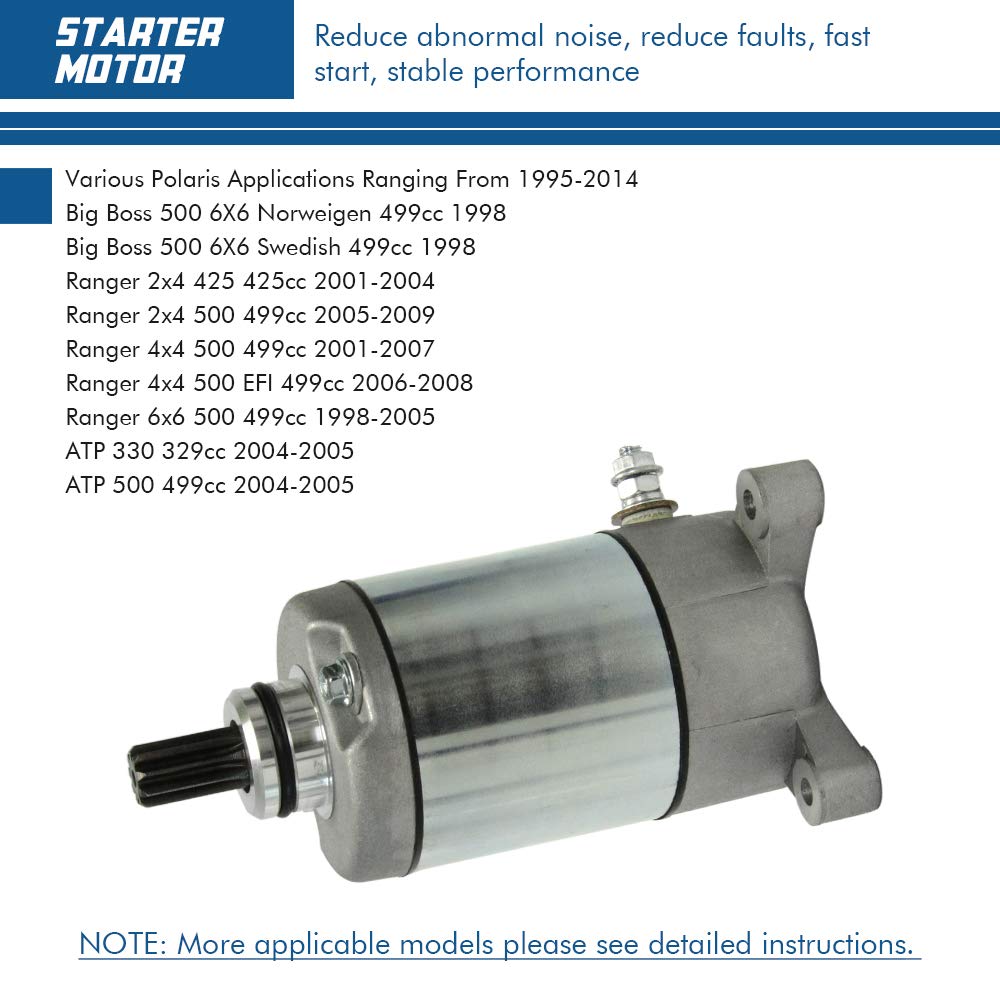 Starter For 1995-2014 Sportsmen Sportsmen Ranger Magunm Trail Blazer Trail Boss 335 400 450 500 Atvs Polaris 3090188 3084981 57-2688 Starter Motor