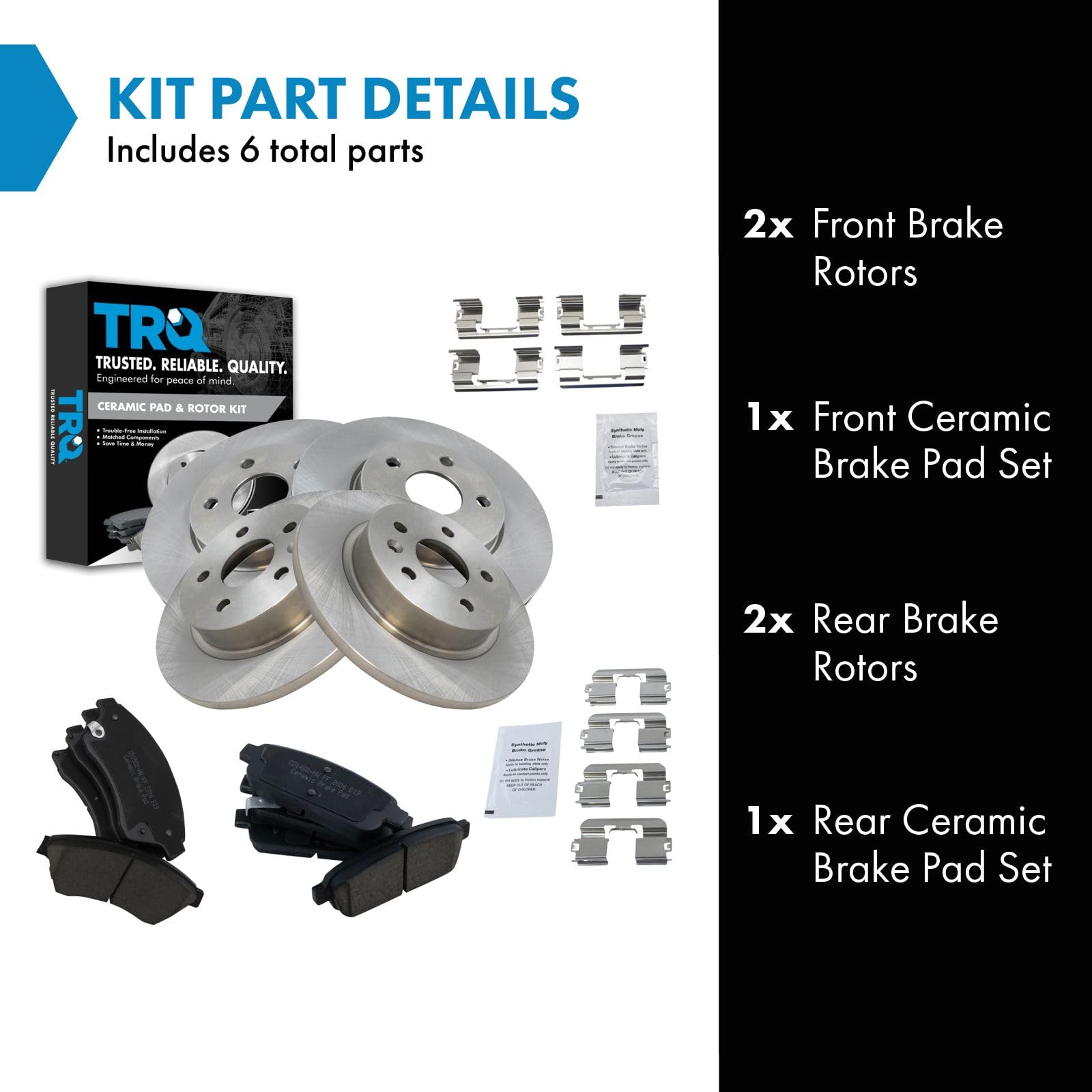 Trq Front And Rear Brake Pad & Rotor Kit Brake Pads Brake Rotor Ceramic Compatible With 2011-2015 Chevrolet Cruze 2016 Cruze Lim