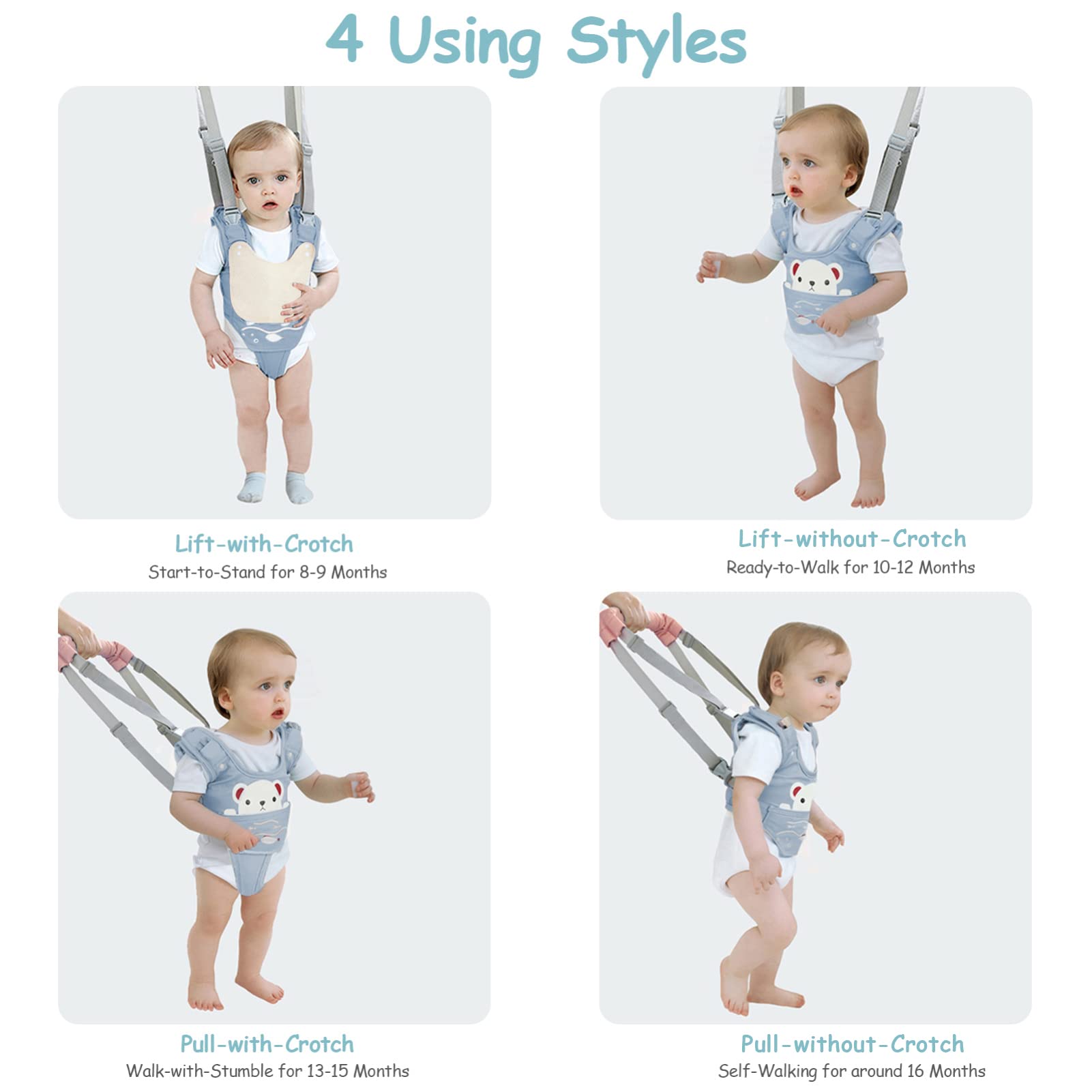 Ocanoiy Baby Walking Harness Handheld Baby Walker Assistant Belt Adjustable Toddler Infant Walker Safety Harnesses Standing Up W