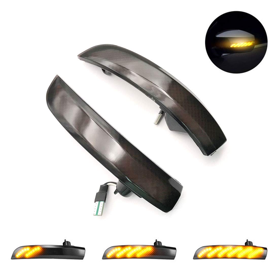 Ruihe Smoked Lens Dynamic Sequential Blink Led Side Mirror Turn Signal Light Strip Assembly Compatible With Fit For Ford Focus 2