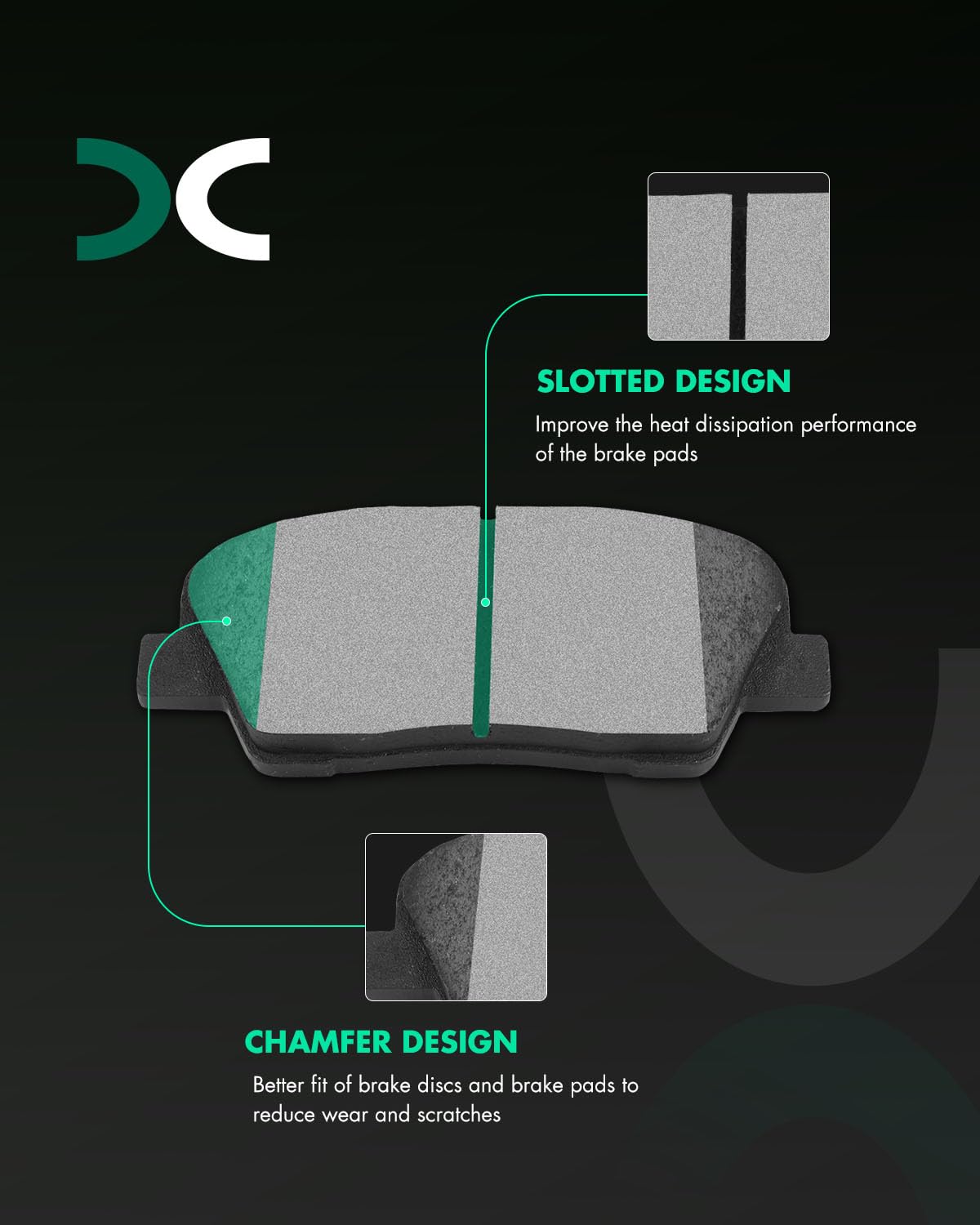 Scitoo Front Rear Disc Brake Pad Set 8Pcs W/Hardware Fit For Kia For Sorento 2016 2017 2018 2019 2020