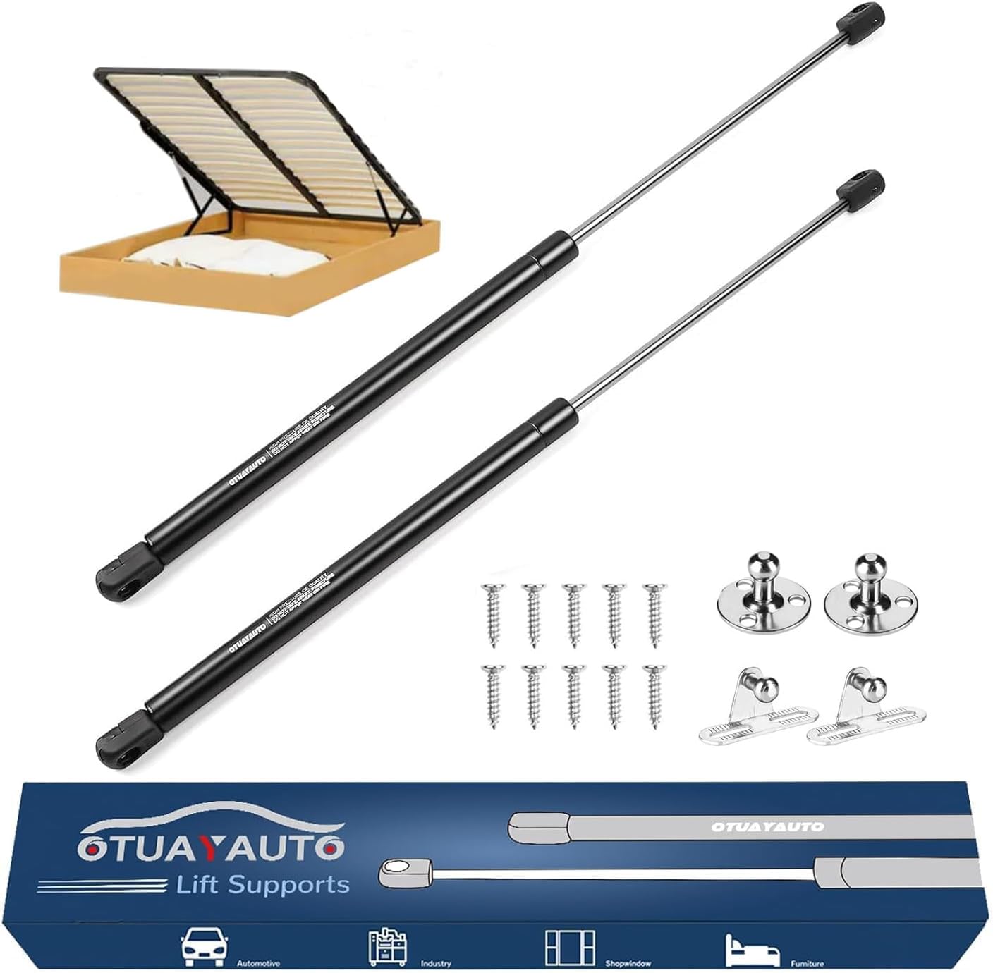 Otuayauto 20 Inch Gas Strut - 445N/100Lbs Universal Lift Support With Mounting Brackets - For Camper Shell, Cabinet, Rv Bed Lift