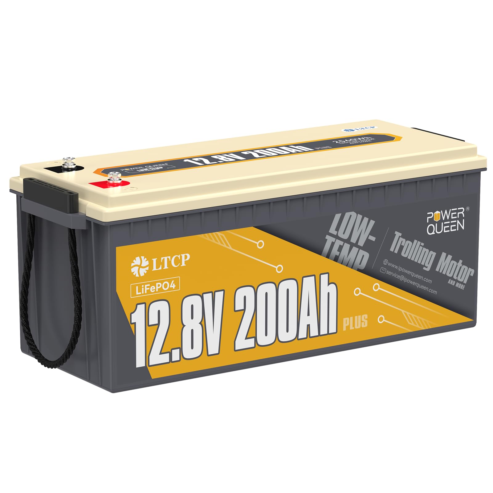 Power Queen 12V200Ah Plus Lifepo4 Battery, Low Temperature Protection, Built-In 200A Bms, Max.2560W Load Power, Deep Cycle Batte