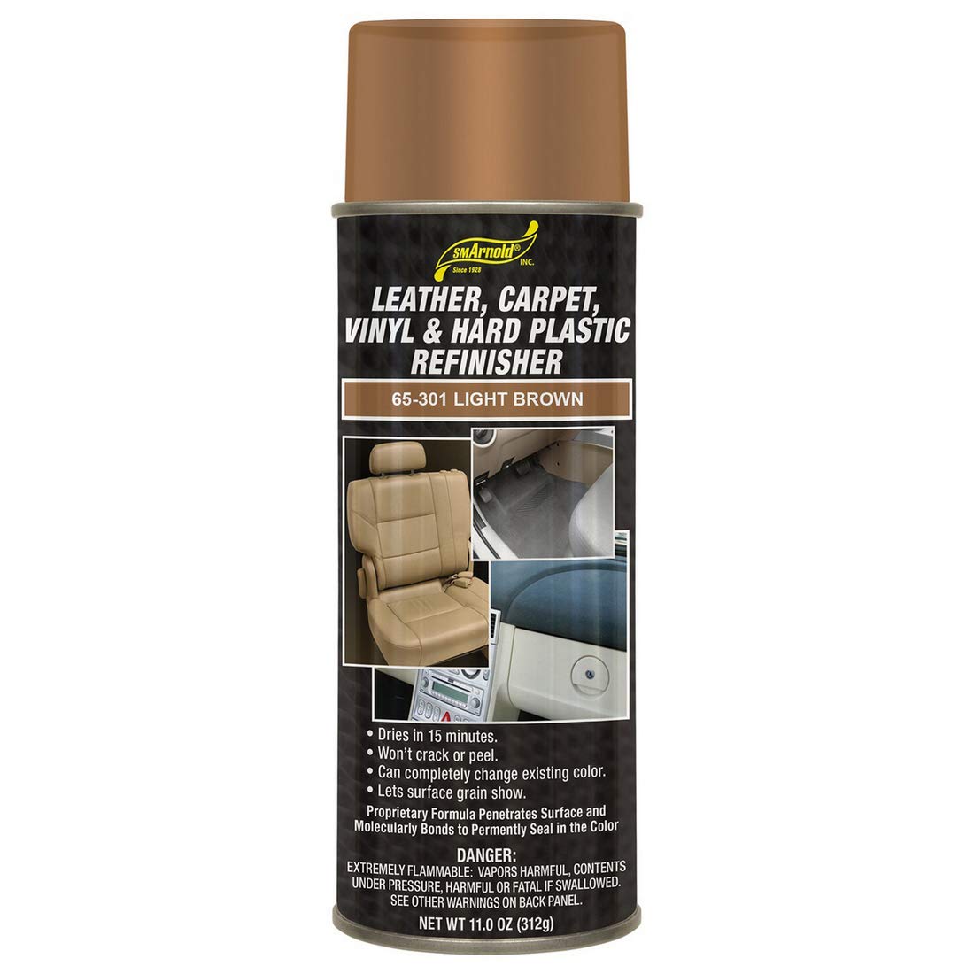 Sm Arnold Refinishing Spray Paint - Light Brown 11 Oz. - For Leather, Carpet, Vinyl, Metal, Plastic, Polycarbonate, Polypropylen