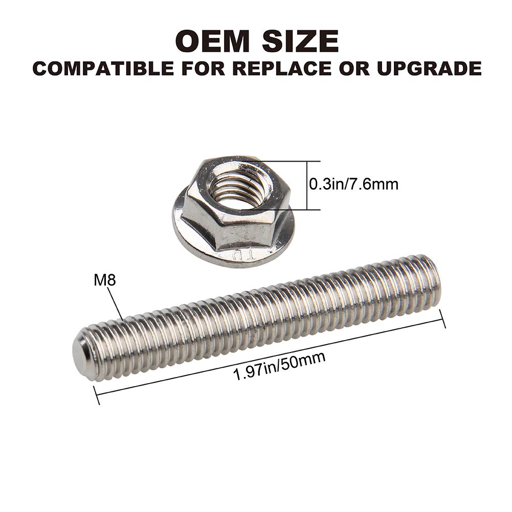 Big-Autoparts 16 Pcs Stainless Steel Exhaust Manifold Stud Nuts Kit Compatible With Ford 4.6 5.4 Liter V8,Compatible With Ford 4.6L 5.4L F150 F250 Manifolds M8*1.25 Exhaust Stud