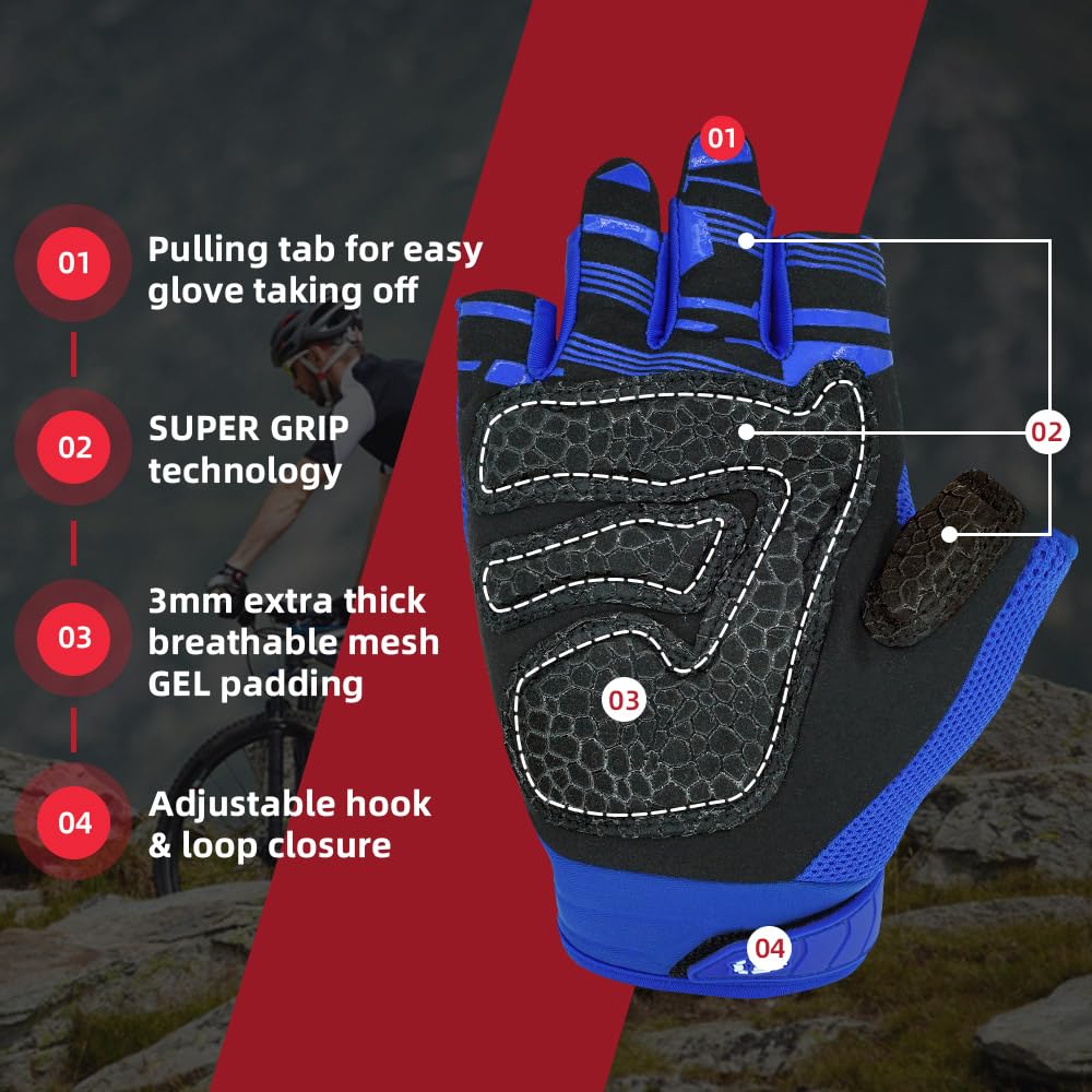 Seibertron Adult Dirtclaw Gloves - Versatile Gloves For Cycling, Atv, And Mountain Biking Blue Xxl