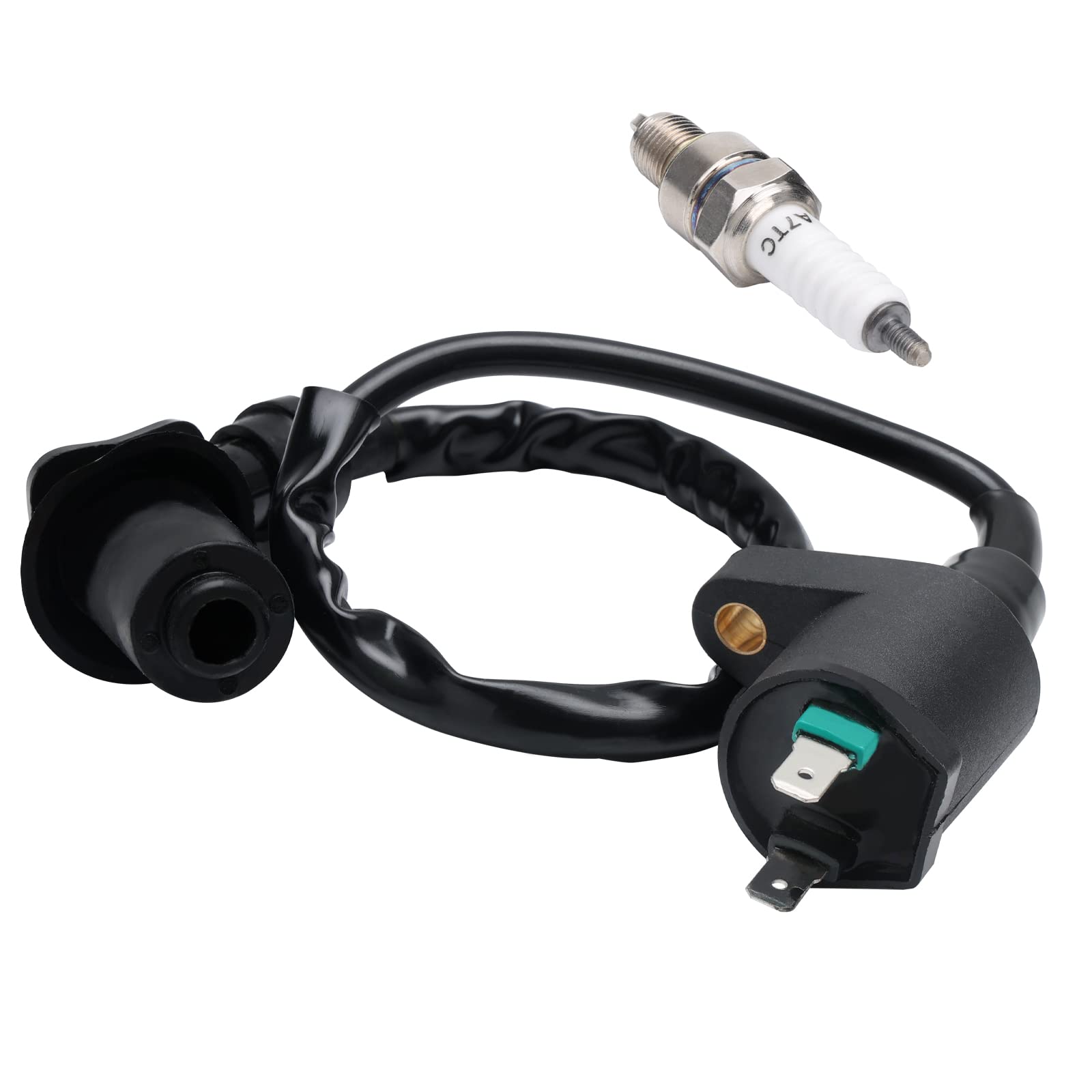 Mayspare Ignition Coil + Spark Plug Compatible With Gy6 50Cc 150Cc 125Cc 150Cc Atv Moped Scooter Go Kart High Performance Racing