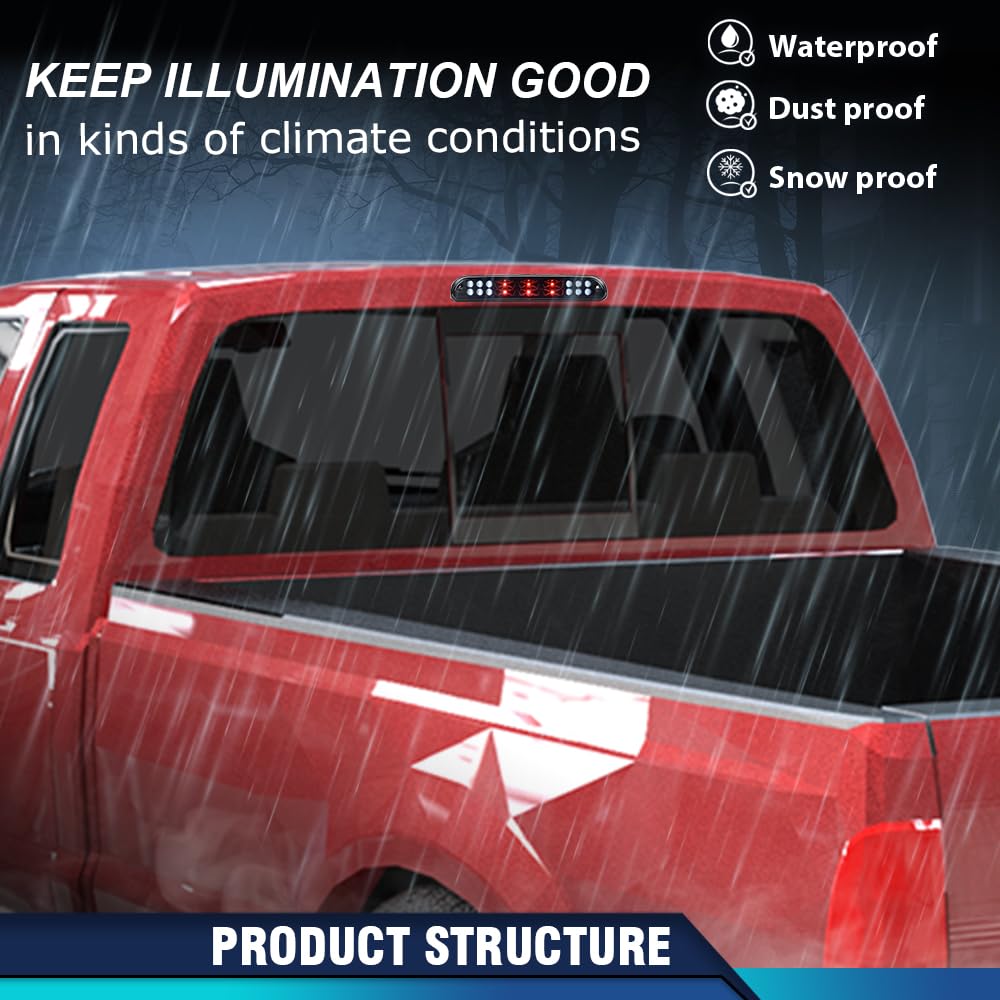 Pit66 Led 3Rd Brake Light Compatible With 1999-2015 Ford F250 F350 F450 F550 Super Duty High Mount Stop Parking Lamps Black Hous