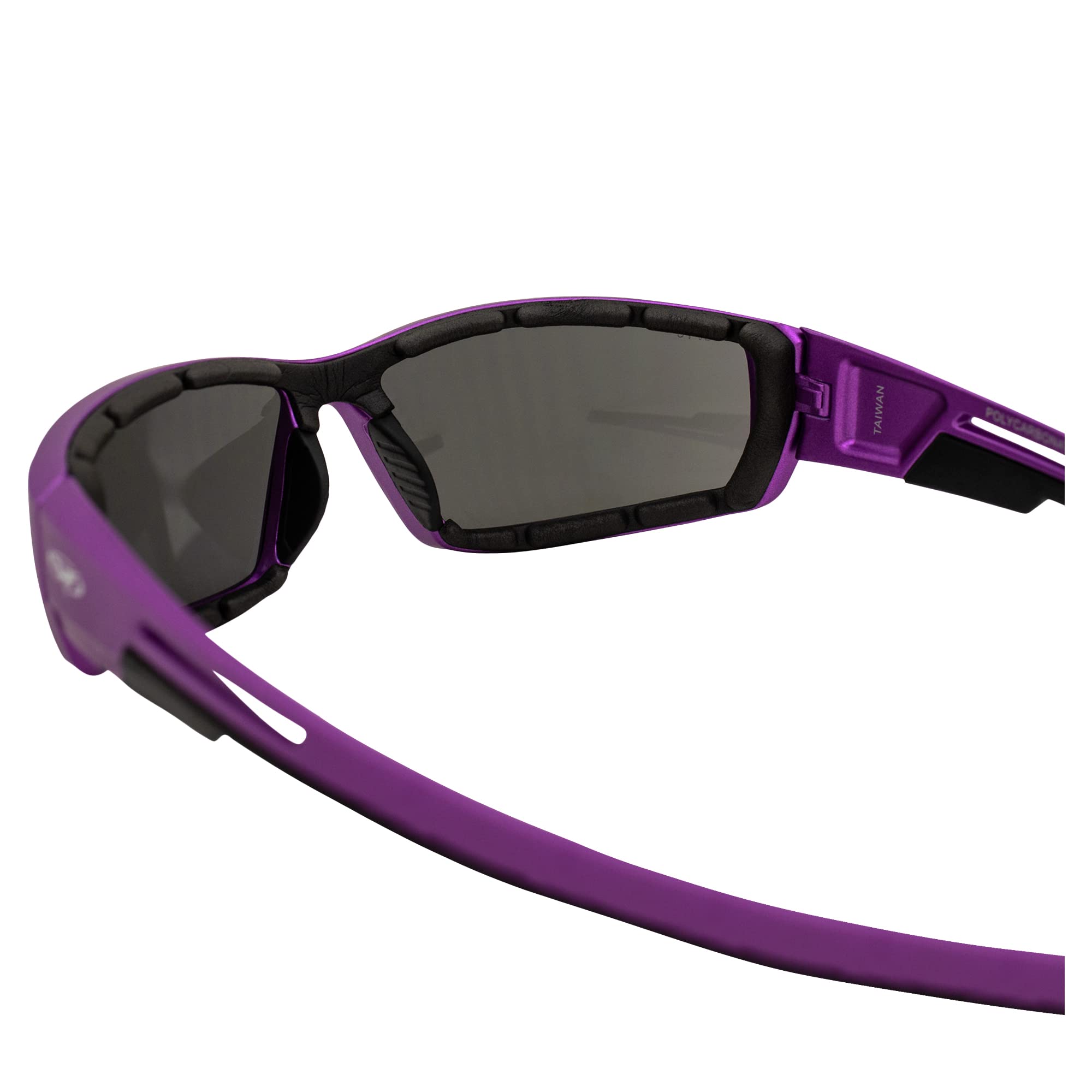 Global Vision Sly Padded Motorcycle Glasses For Women Sunglasses Purple Metallic Frame W/Smoke Lenses