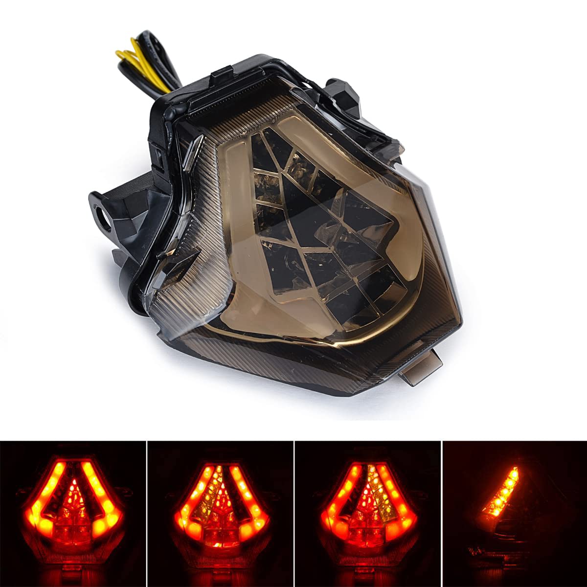 MZS Motorcycle Tail Light, LED Turn Signal Integrated Blinker Smoke Compatible with MT07 MT-07 FZ-07 FZ07 2014-2017 / YZF R3 201