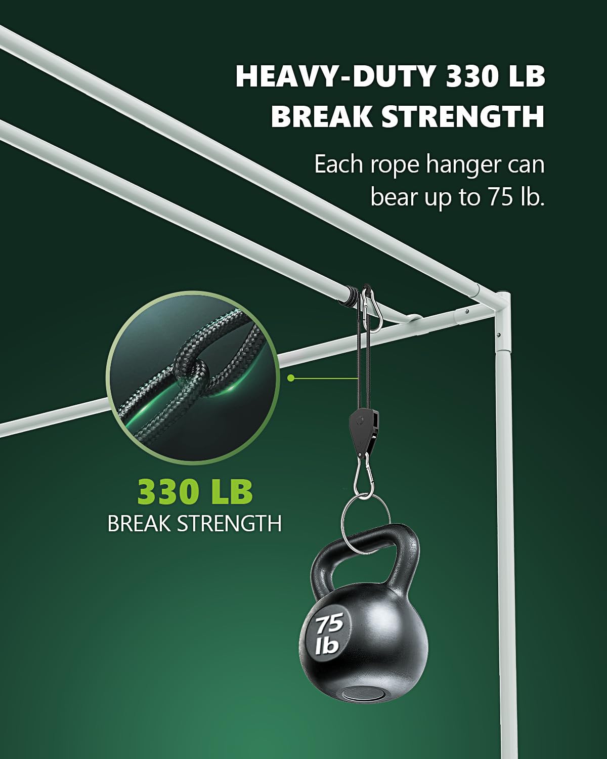 Staygrow 4-Pack 1/8' Adjustable Rope Hanger, Heavy Duty Ratchet Tie Down Strap With Reinforced Metal Gear, Ratcheting Pulley System Kayak Straps For Hanging Plants Grow Light And Various Tie-Down Uses