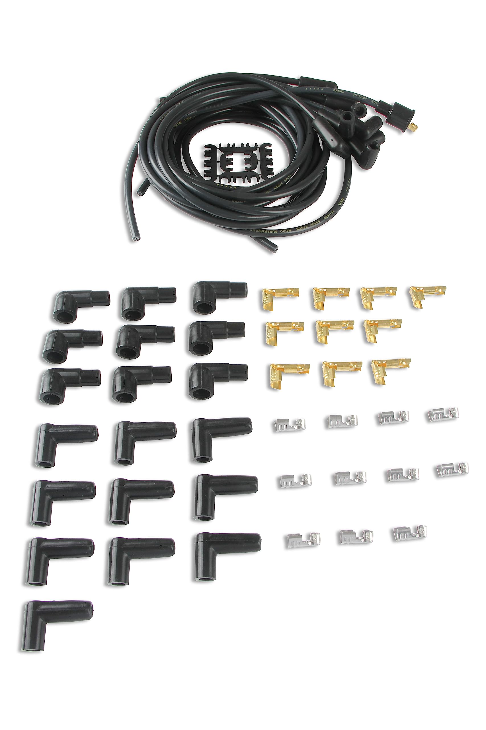 Accel 4041K Spark Plug Wire Set- 8Mm - Black Wire With Black 90 Degree Boots