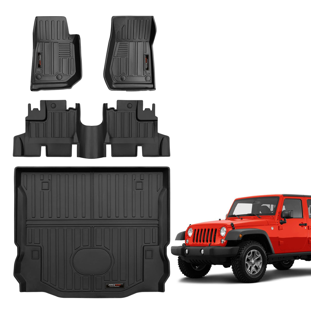 Jdeymat All Weather Floor Mats & Cargo Liner for 2007-2018 Jeep Wrangler JK Accessories TPE Rubber Mat (for 2007-2018 Jeep Wrang