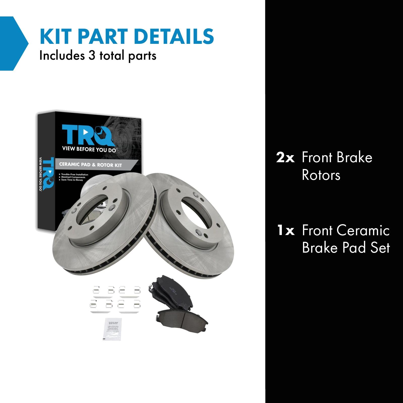Trq Front Brake Pad & Rotor Kit Brake Pads Brake Rotor Ceramic Compatible With 2007-2009 Kia Sorento