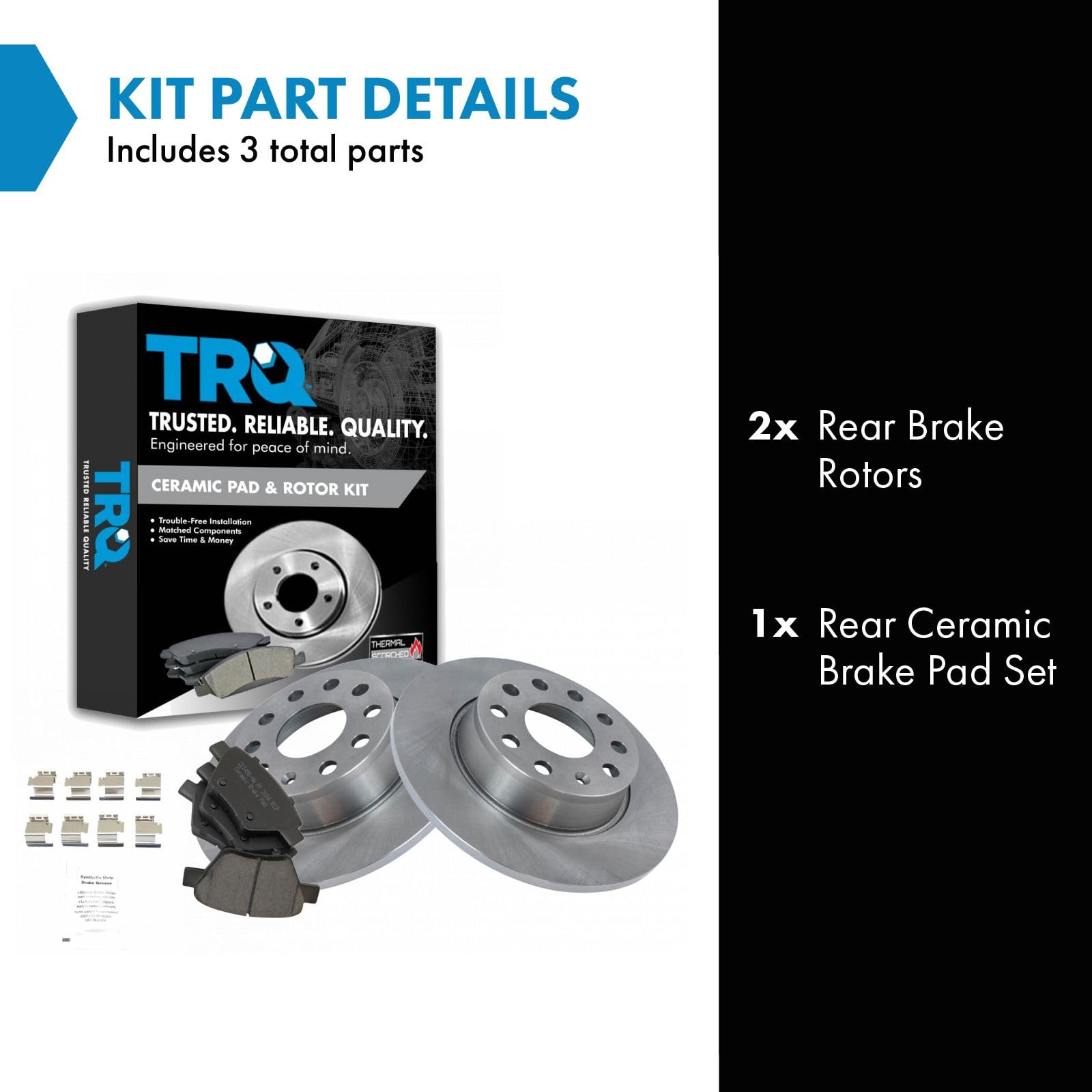 Trq Rear Ceramic Brake Pads & 2 Discs Rotors Set Kit For Vw Volkswagen Jetta Golf