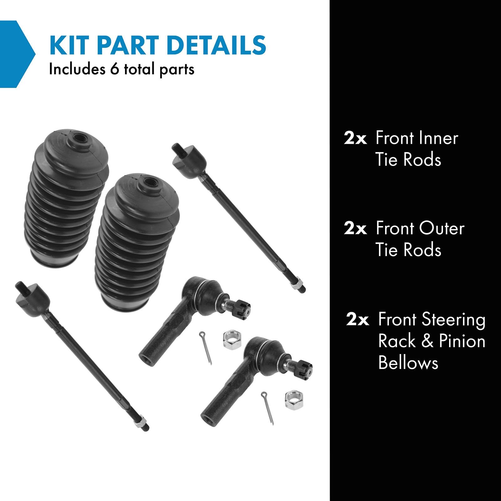 Trq Front Driver & Passenger Side Steering Kit Steering Rack & Pinion Bellow Tie Rod Compatible With 1992-1997 Toyota Paseo 1991