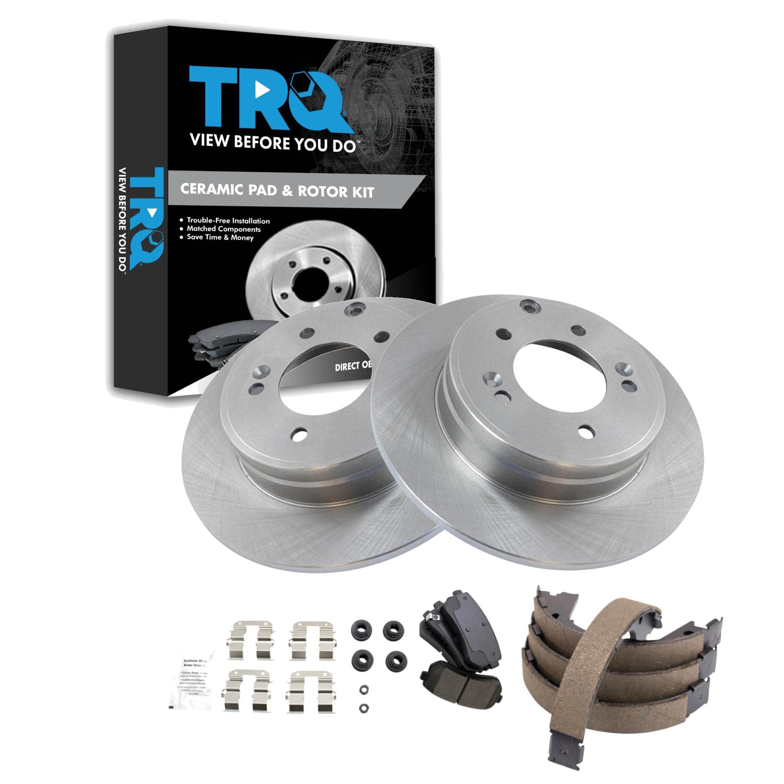 Trq Rear Ceramic Brake Pad & Rotor Kit Fits 2015 Hyundai Sonata