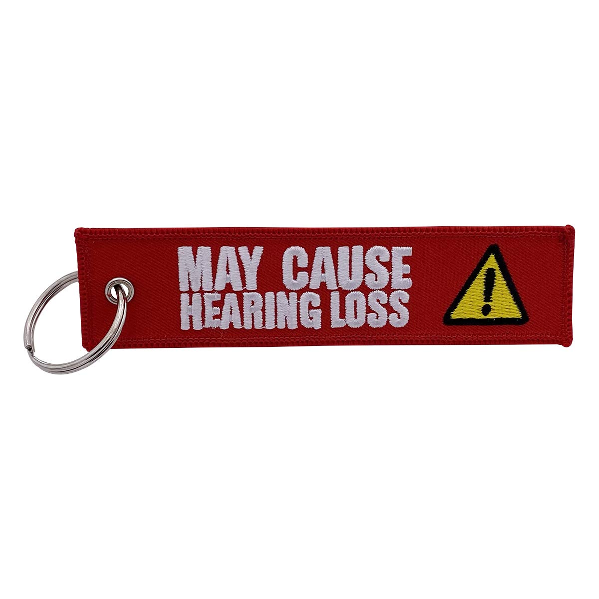 Boostnatics Keychain Tag For Motorcycles, Scooters, Bike, Cars, Backpacks, Gifts, & More (May Cause Hearing Loss (Red))