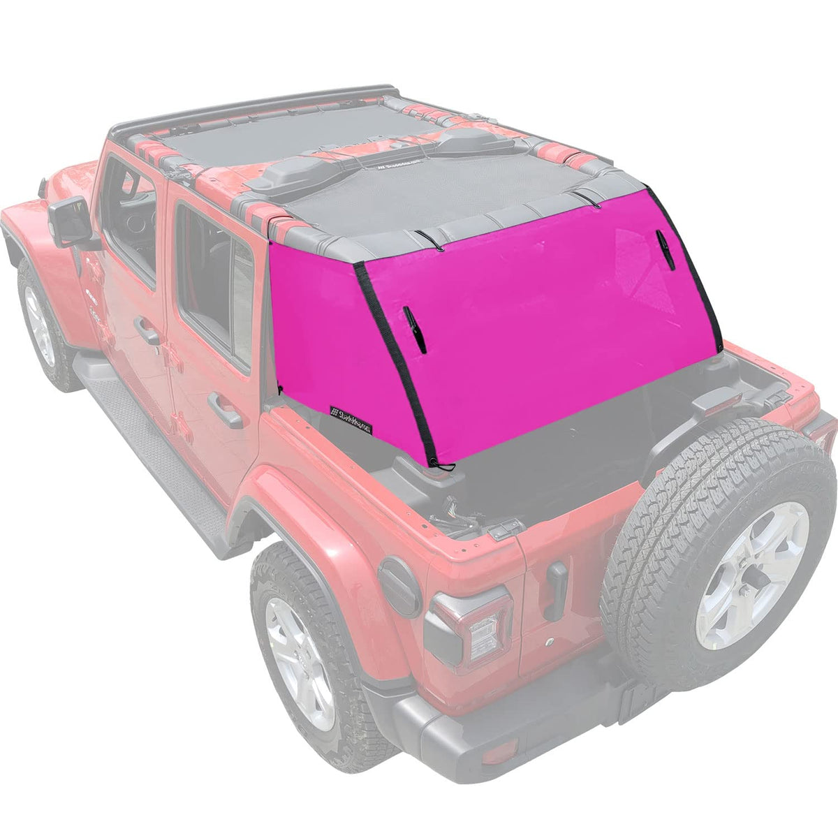 Shadeidea Jl Sun Shade Top For Jeep Wrangler Jlu 4 Door Sun Shade - Pink Mesh Screen Trunk Cage Cover ? Unlimited (2018-Current)