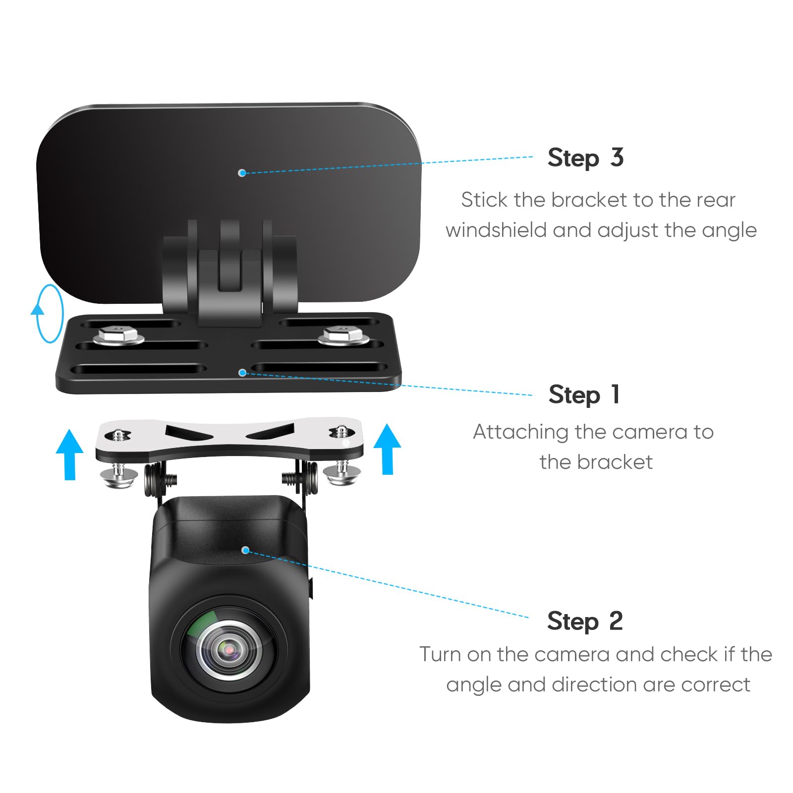 Pixelman Rear Camera Holder,(Adhesive-2Pcs) Universal Back Windshield Backup Camera Mount,Rear View Camera Bracket,Rear Window C