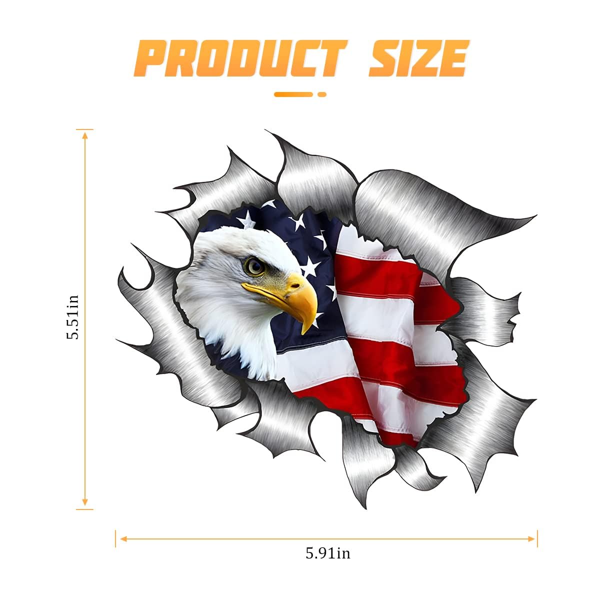 2 Pack American Bald Eagle Car Decal Sticker, 5.91X5.51 Inch Patriotic Eagle Truck Decal Waterproof Bumper Sticker for Car Truck