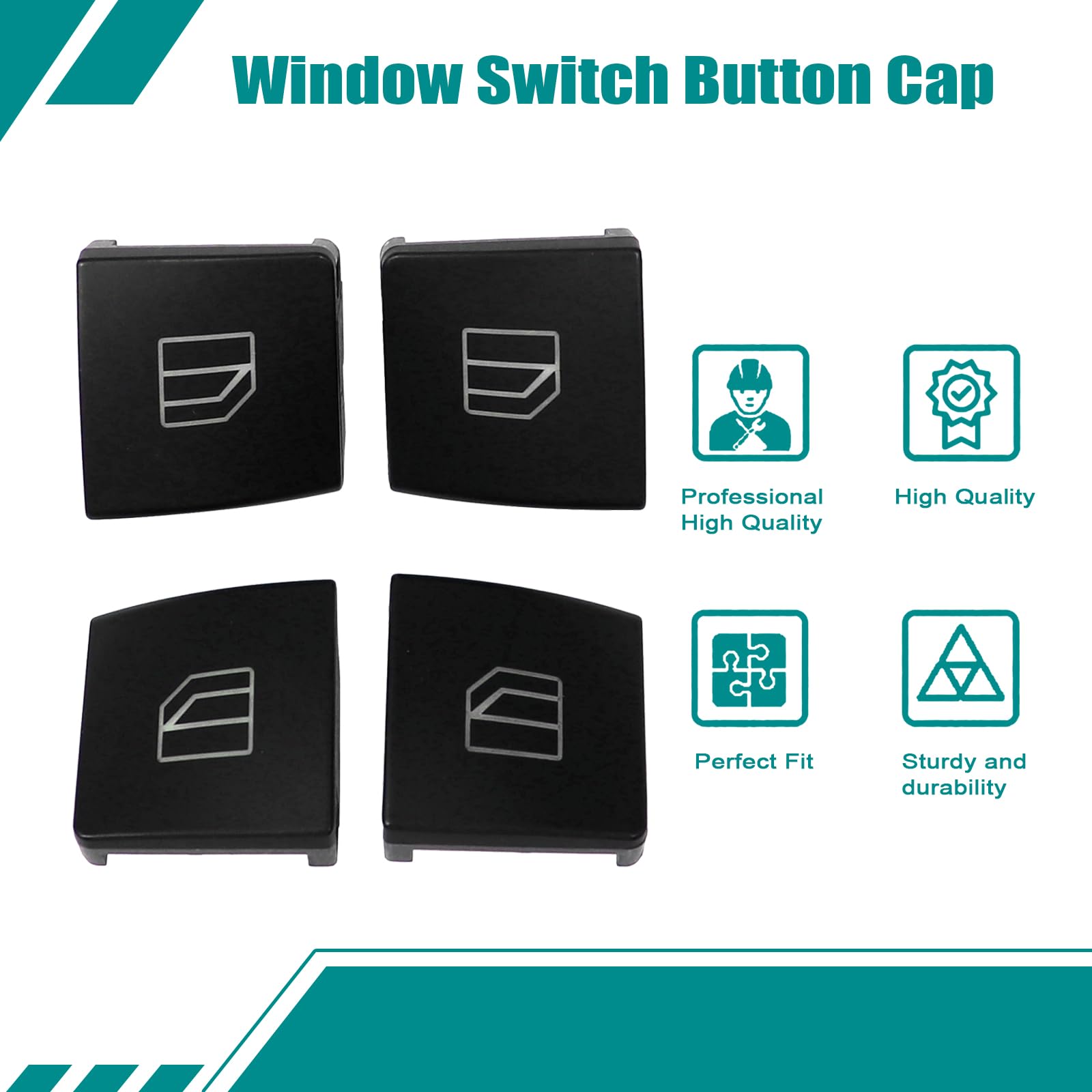 Secosautoparts 4Pcs Window Switch Button Cap Compatible With Mercedes Benz E-Class E200 E220 E250 E300 C-Class C180 C200 C220 20