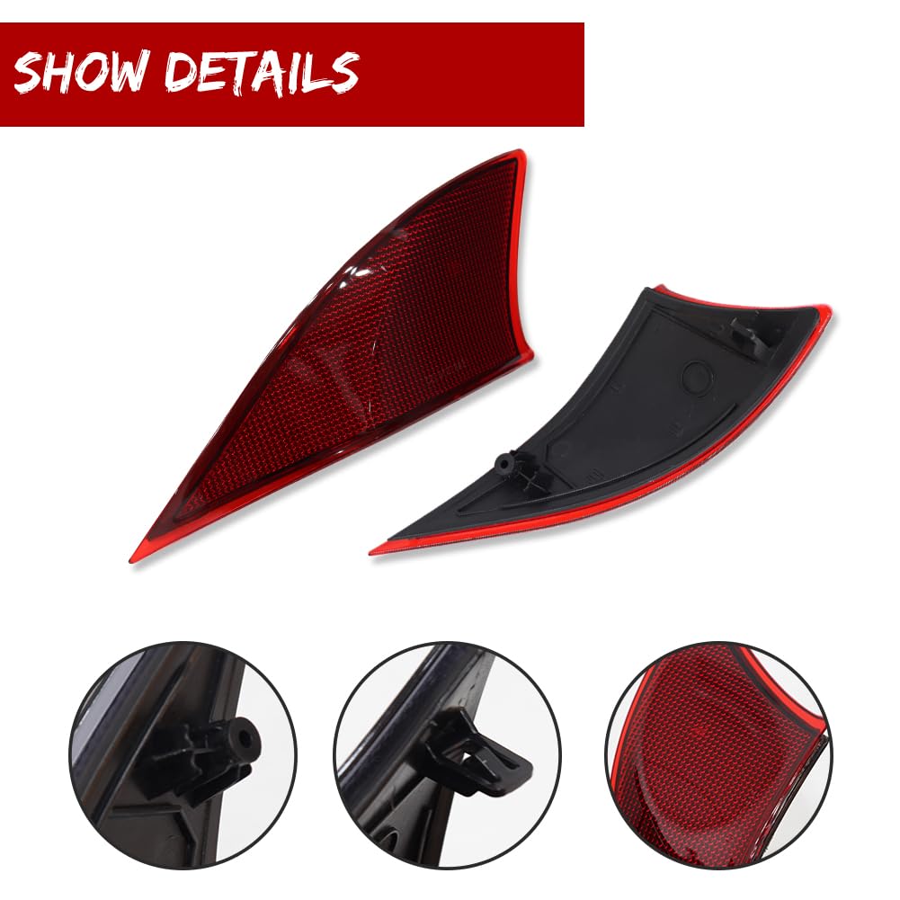 Kenrtir Red Lens Rear Bumper Reflector Light Lenses Housing Assembly Compatible With 2014-2020 Lexus Is Is250 Is300 Is350 Is200T Is-F