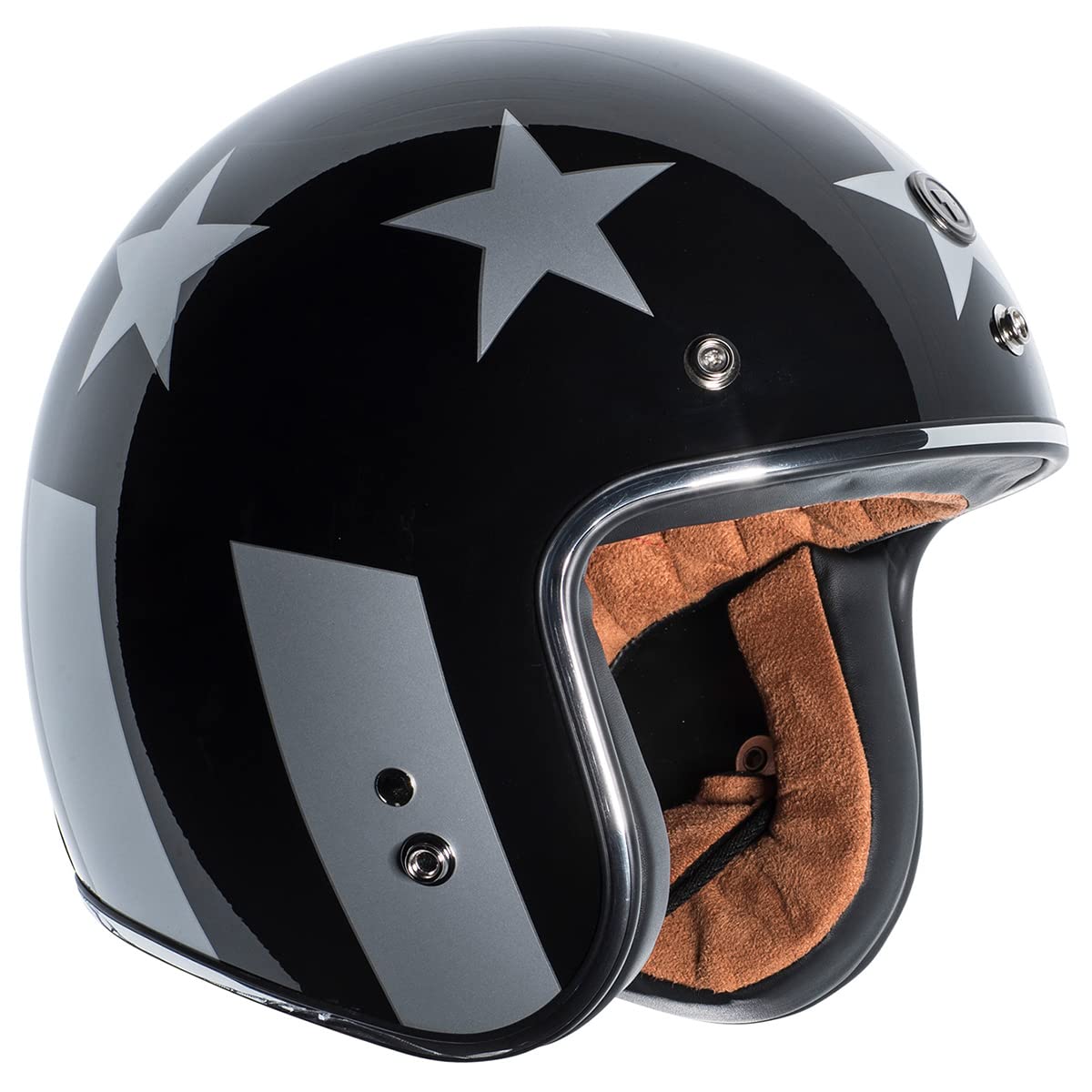 Torc Unisex-Adult Open-Face Style T-50 3/4 Retro Motorcycle Helmet With Graphic (Gloss Black Captain, X-Small)