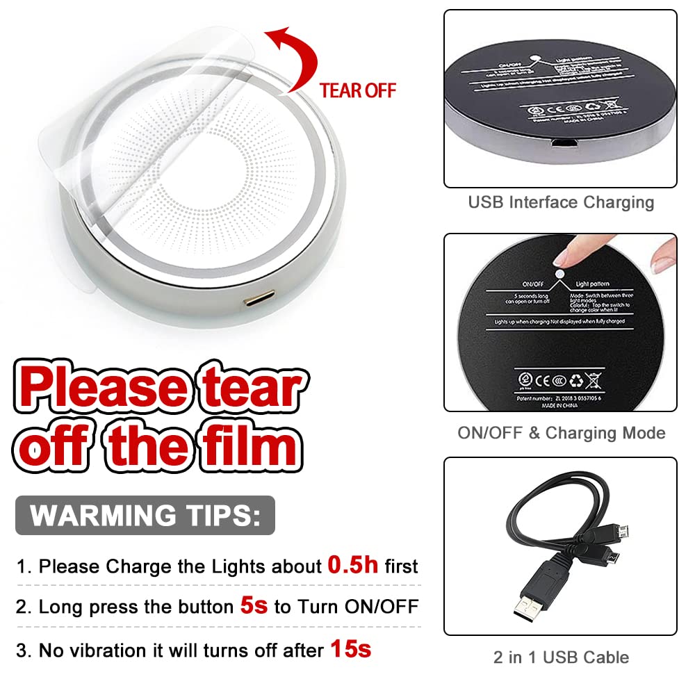 Uxcer 2Pcs Led Cup Holder Lights For Car, Rechargeable 7 Color-Changing Light Up Cup Holder Insert Coasters, Car Accessories For Teens, Car Gifts For Men & Women