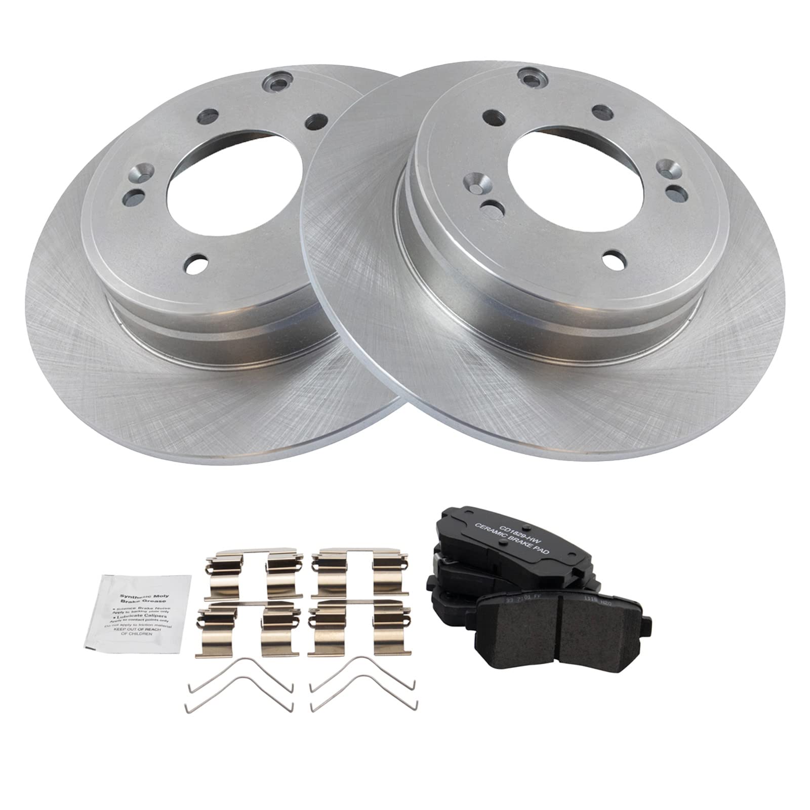 Trq Rear Brake Pad & Rotor Kit Brake Pads Brake Rotor Ceramic Compatible With 2016-2019 Hyundai Sonata 2016-2018 Kia Optima