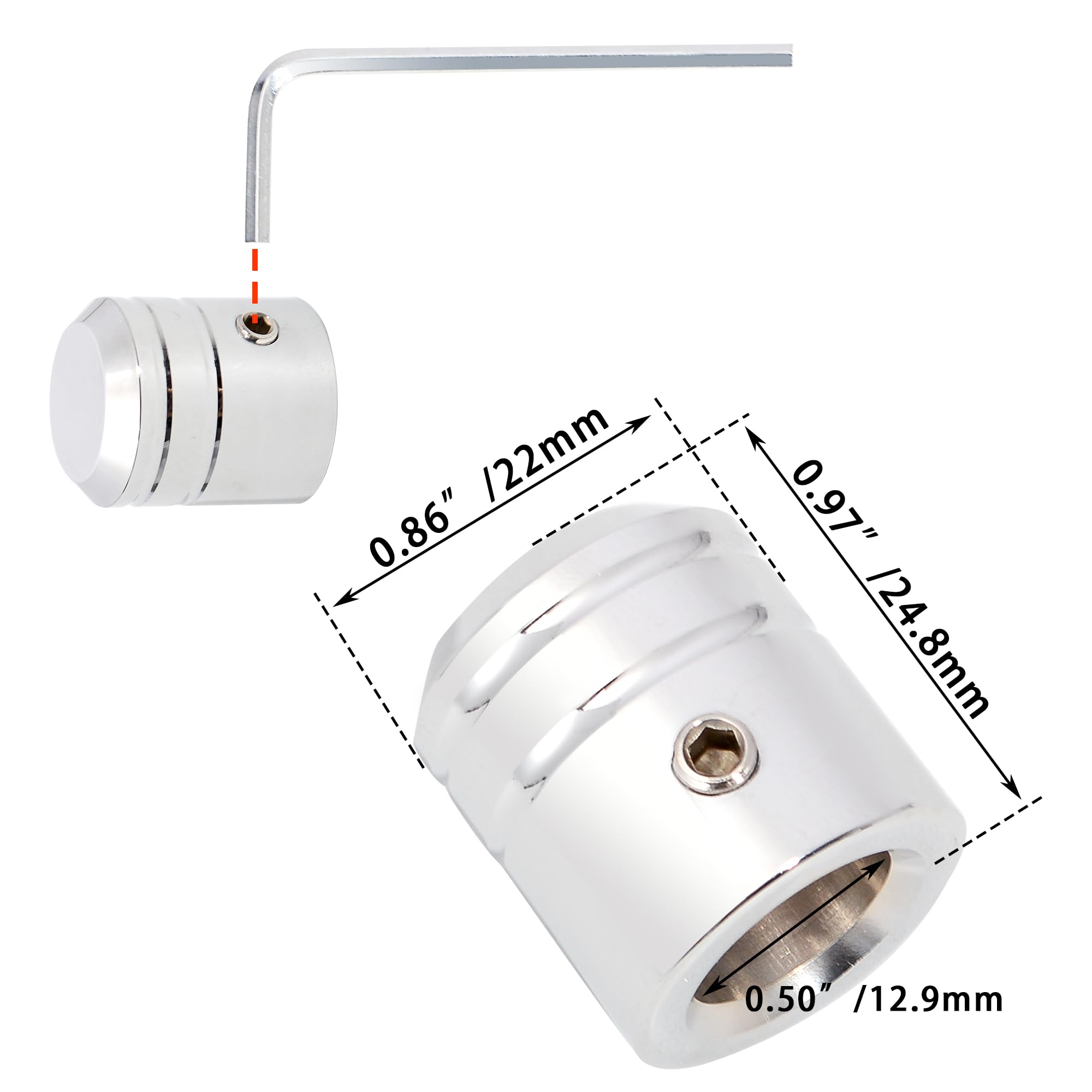 WOWTK Heel/Toe Shifter Shaft Cap Cover, Chrome, Metal, Fits Harley 1986-2017 FL Softail, 1988-2025 Touring, Model TK-G-0191