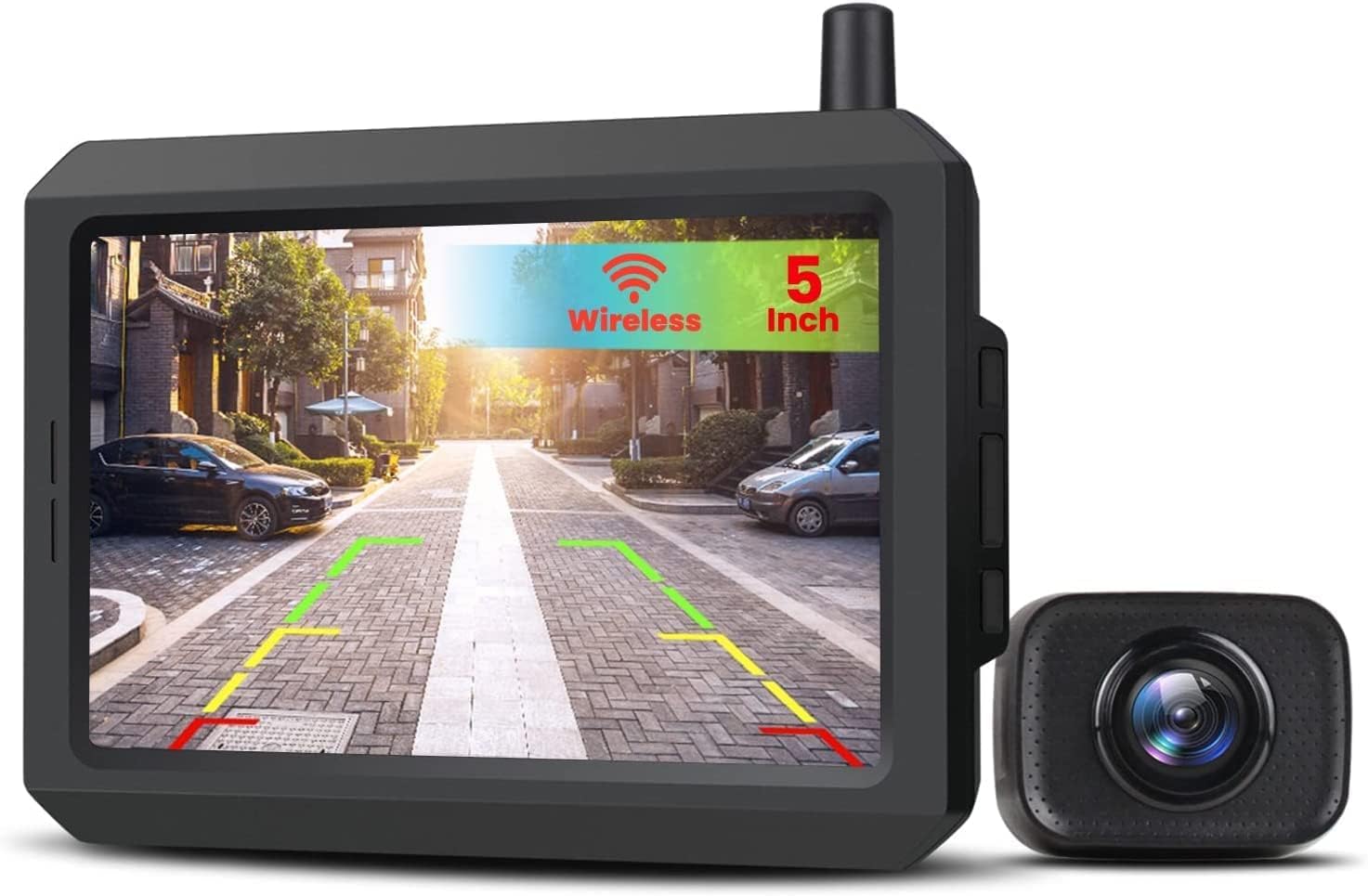 Auto-Vox W7 Wireless Backup Camera 5'' Hd Monitor, Easy Install Stable Digital Signal Back Up Camera System, Ip69 Waterproof Nig