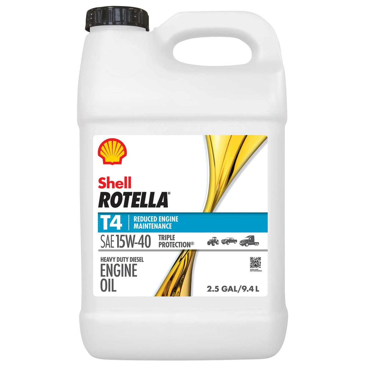 Shell Rotella 550045127-2Pk T4 Triple Protection Conventional 15W-40 Diesel Engine Oil (2.5-Gallon, Case Of 2)