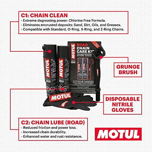 Motul 109767 Motorcycle Chain Clean Lube Kit C1 C2 Complete Mc Care System Road Street