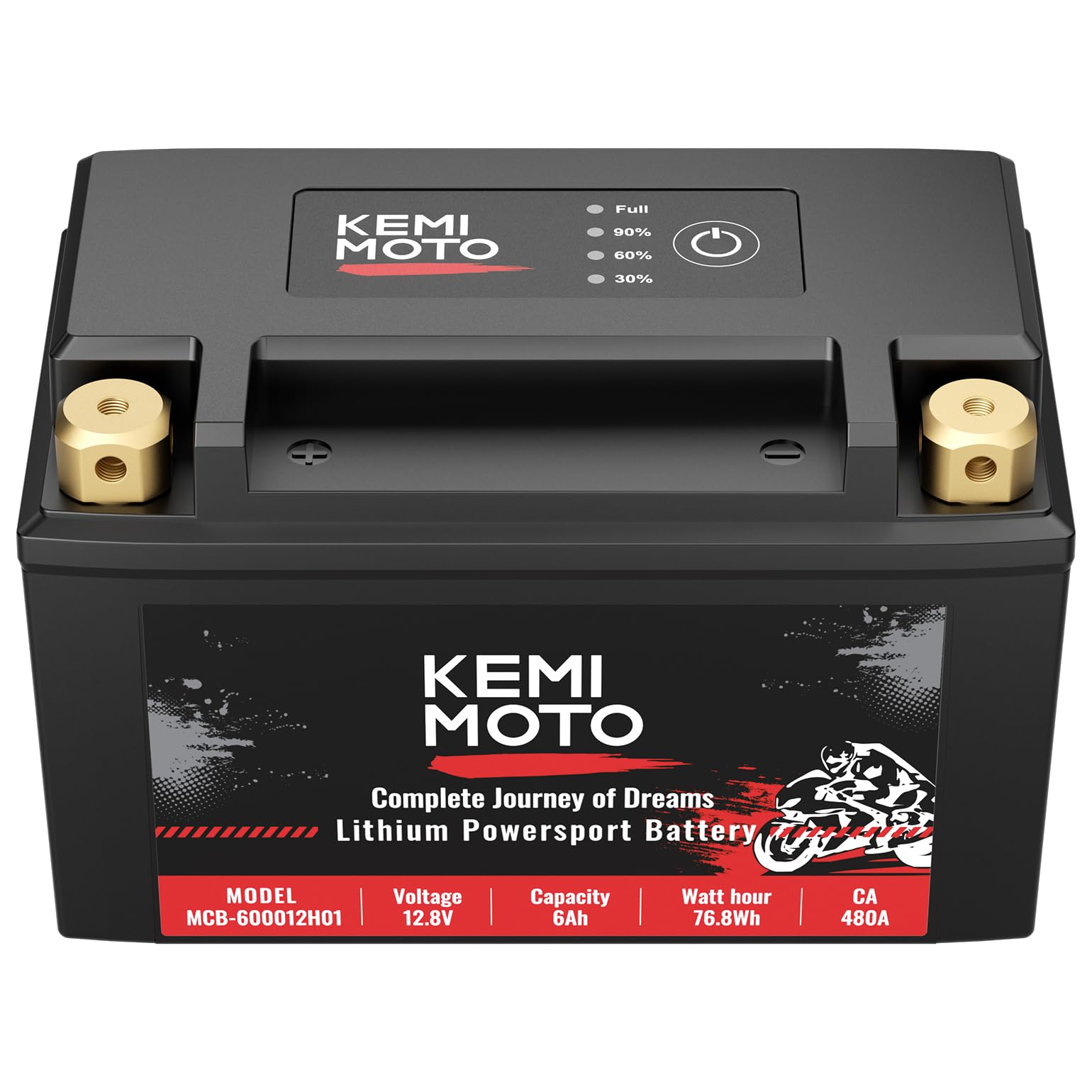 Kemimoto Lithium Motorcycle Battery Ytx14-Bs/Ytx9-Bs, Lifepo4 Lithium Battery 12V 6Ah, Pre-Charged Powersports Battery, With 5 U