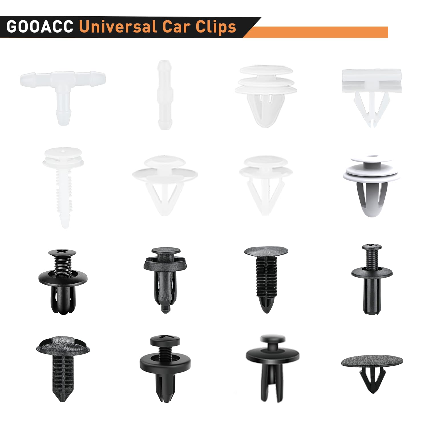 Gooacc 1001Pcs Universal Car Clips Mixed Auto Bumper Fender Trim Door Panel Shield Engine Cover Retainer Rivet Push Clips With F