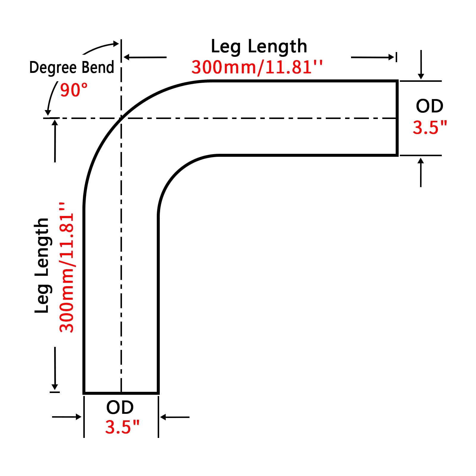 Fgjqefg 3.5 Inch 90 Degree Diy Custom Mandrel Exhaust Pipe Tube Pipe, T304 Stainless Steel, Universal Fit, 23.6 Inch End To End