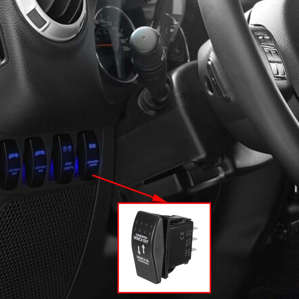 Esupport Car Auto 12V Momentary Light Button Rocker Toggle Switch Blue Led Winch In Out On-Off-On 7Pin Spdt