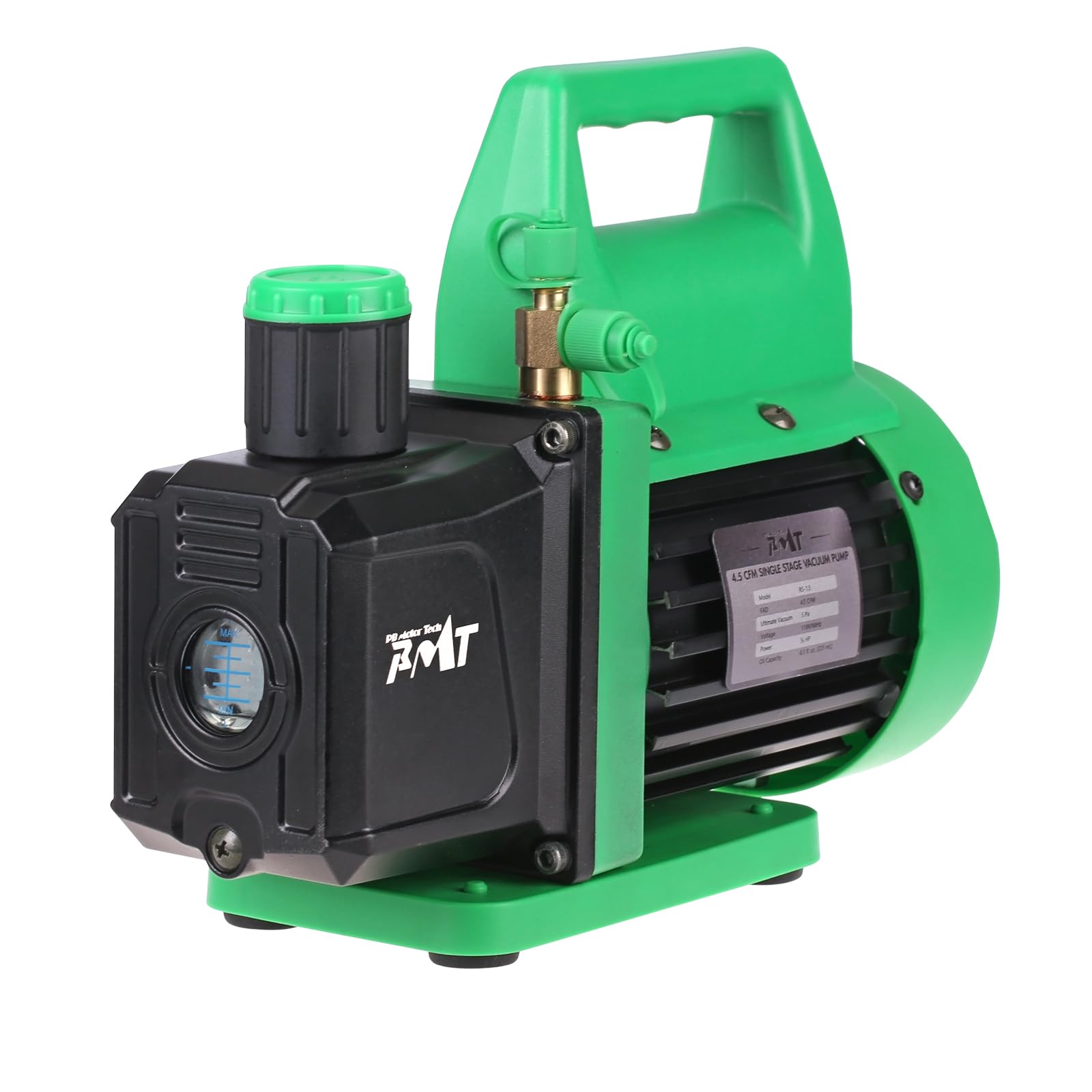 PB Motor Tech 4.5CFM 1/3HP Vacuum Pump-110V Rotary Vane Air Pump for AC, Refrigerant Recharging, Resin Degassing, and More. Oil 