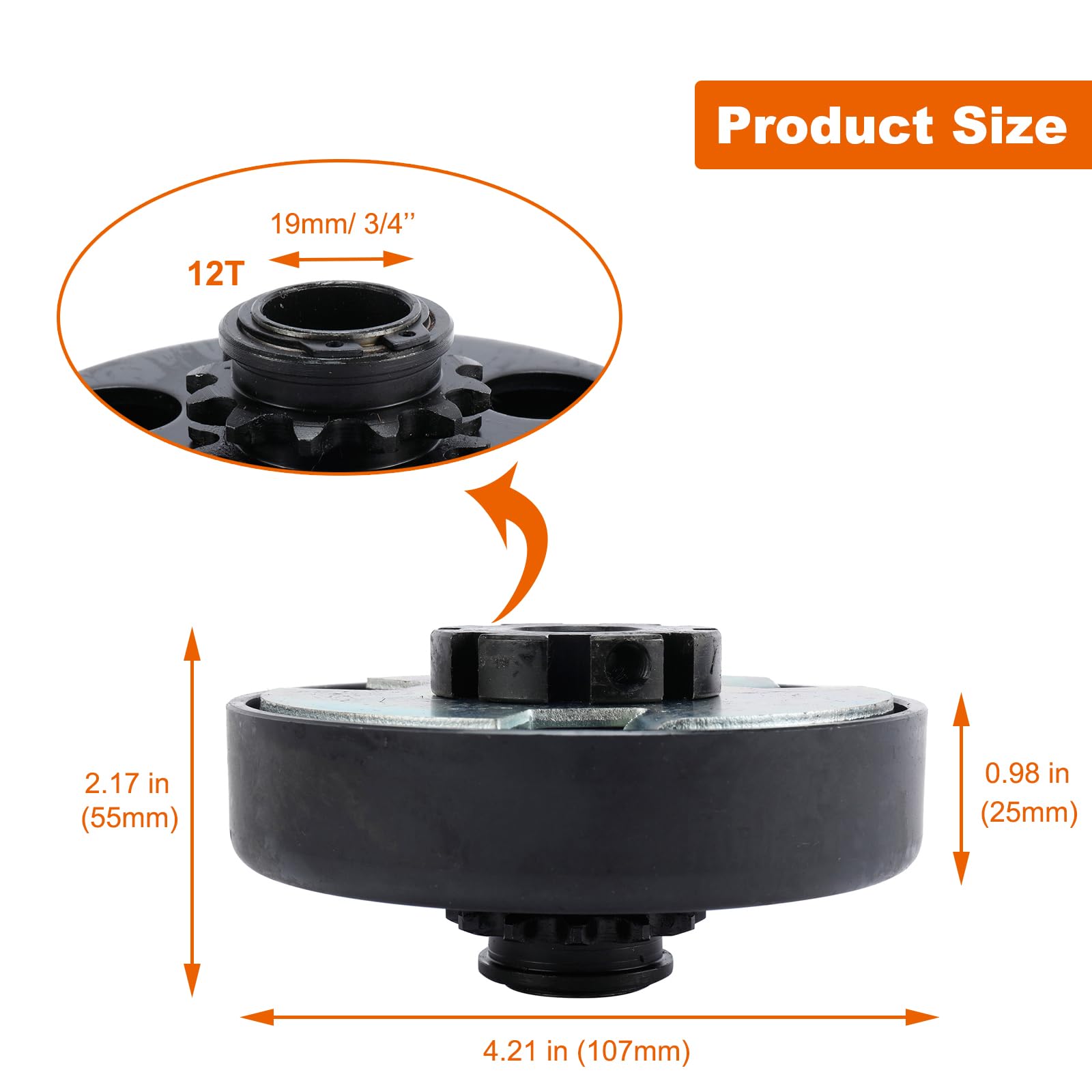 Toolly Go Kart Clutch 3/4 Bore 12T With #35 Chain, Centrifugal Clutch Compatible With Go Kart Minibike Honda Engines 3/16 Key Way