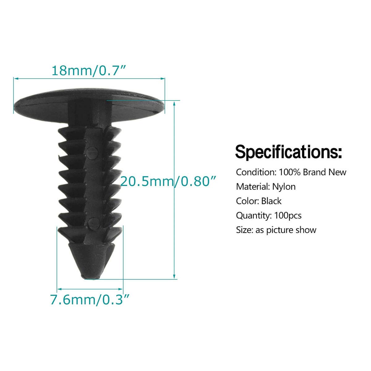 ANTS PART 100 Pcs Auto Car Fender & Bumper Shield Fastener Clips for GM #1605396, 1595864; Chrysler 6030441; Ford 388577S, W7055
