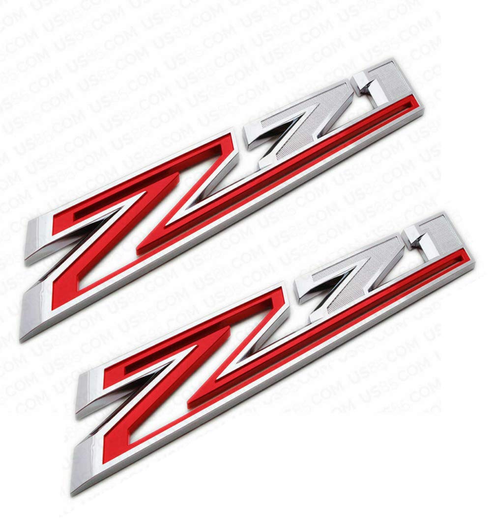 2X Large Size Z71 RH LH Side Fender Emblem Nameplate Badge Decal Replacement for 2019-2021 Chevy Silverado (Chrome Red)