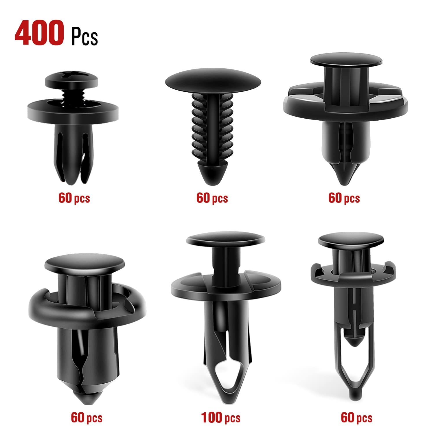 Nilight 400Pcs Car Retainer Clips 6Mm 7Mm 8Mm 9Mm 10Mm Expansion Screws Replacement Kit Bumper Push Rivet Clips For Gm Ford Toyo