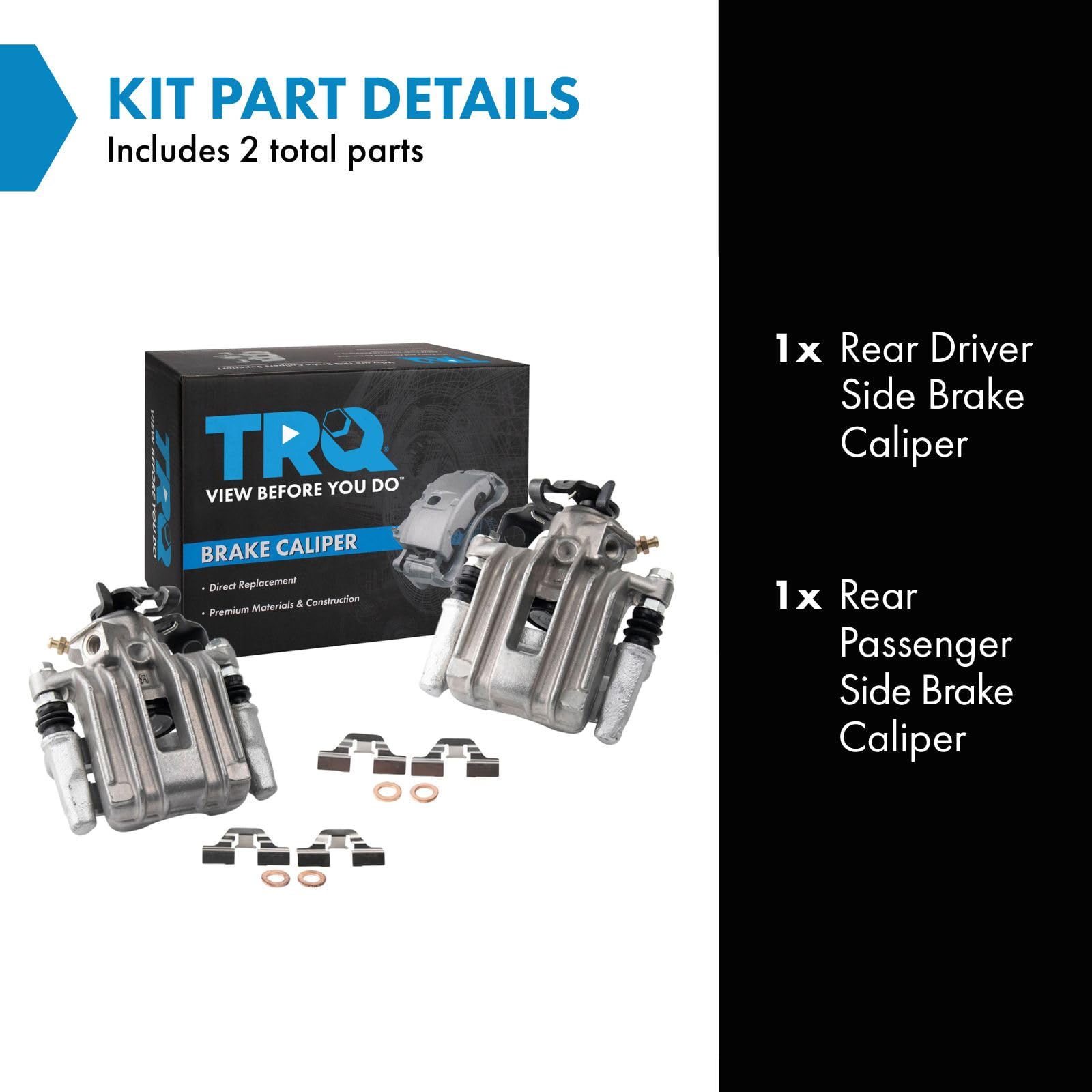 Trq Rear Brake Caliper Set Compatible With 2002-2006 Audi Tt Tt Quattro 1998-2010 Volkswagen Beetle 1999-2006 Golf