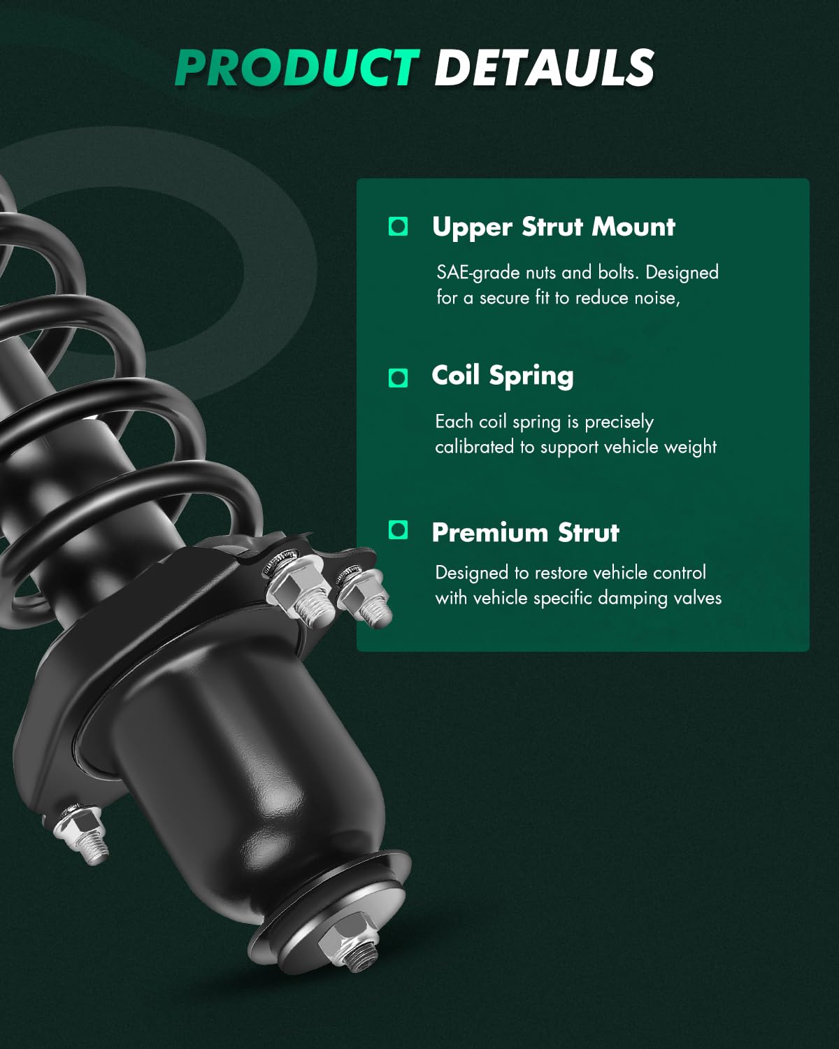 Scitoo Rear Complete Struts Spring Assembly Shocks Struts Fits 2005-2010 For Scion Tc 172400L 172400R - Set Of 2